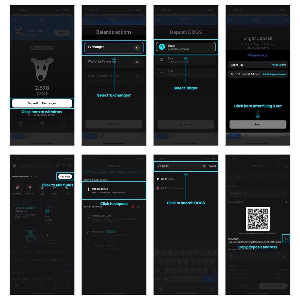 _zhaheer's tweet photo. HOW TO DEPOSIT $DOGS TO BITGET WALLET

#BitgetLuckyDog

@bitgetafrica https://t.co/qg0jS4rK1t