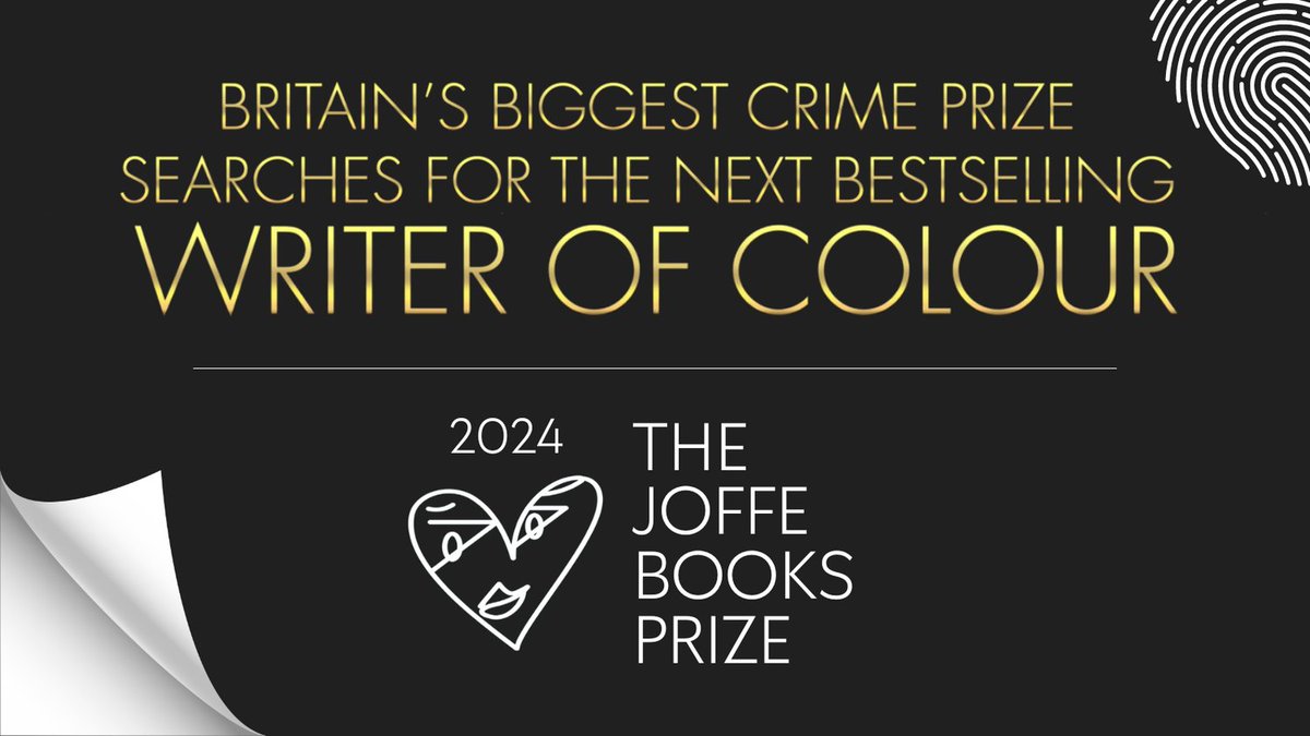 please share:  BRITAIN’S BIGGEST CRIME PRIZE SEARCHES FOR THE NEXT BESTSELLING WRITER OF COLOUR.
The Joffe Books Prize is looking for a talented new crime fiction writer of colour, with 25k for the winner. #prize #competition #writers
Enter now: joffebooks.com/prize-2024
