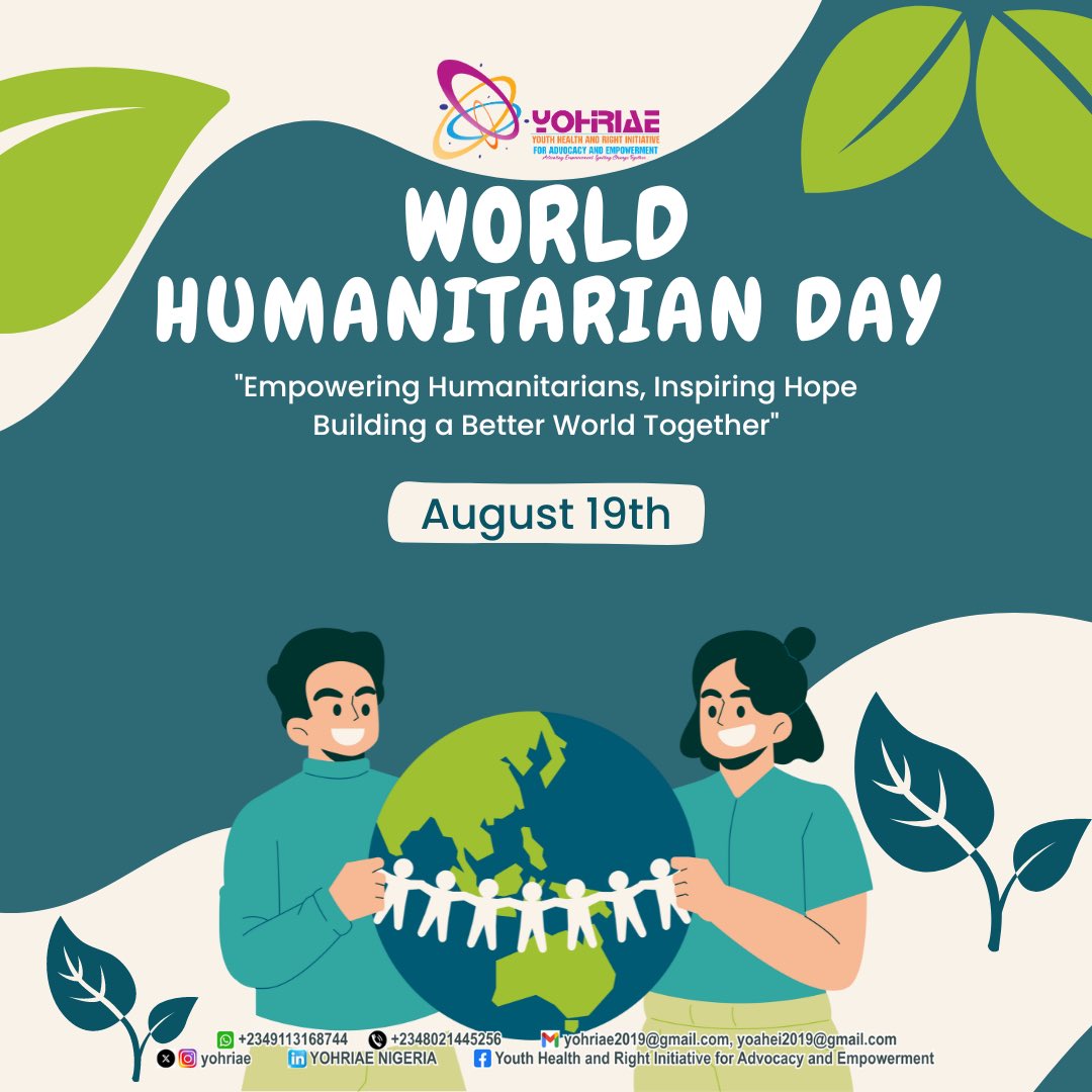 Yohriae's tweet photo. Honoring Humanity: Celebrating the Heroes who Bring Hope and Relief to Every Corner of the World.
#WorldHumanitarianDay #HumanityFirst #GlobalHeroes #HopeAndRelief #HumanitarianAction #TogetherForHumanity https://t.co/BIRWeylYef