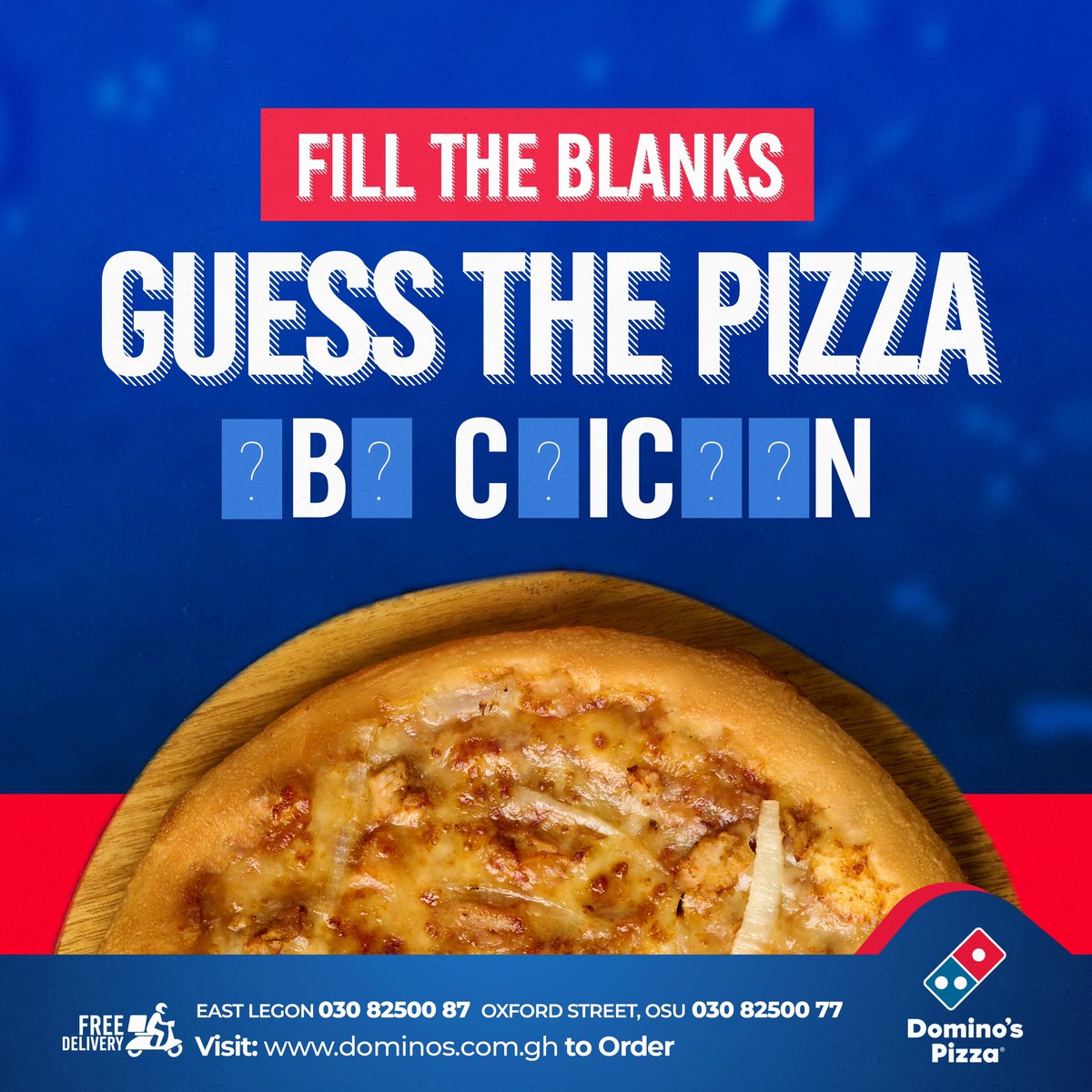 Domino’s Fam! 
Win a FREE slice 🍕 from us! Simply guess the answer to our question and share it in the comments 👇 

Hint: It's related to your FAVE pizza 🍕👀

Don't miss out! Winners announced soon! 📣

T&amp;C's apply
#DominosPizzaGhana #FreeDelivery #PizzaLove