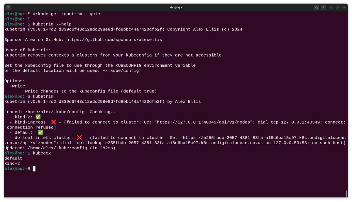 alexellisuk's tweet image. Tried of cleaning up old Kubernetes clusters from your kubeconfig?

Add kubetrim to your bashrc/zshrc or add a daily cron expression.

Go source code, Q&amp;amp;A, and binaries on GitHub
#kubectl #kubernetes #k8s #kubeconfig #k3s 
github.com/alexellis/kube…