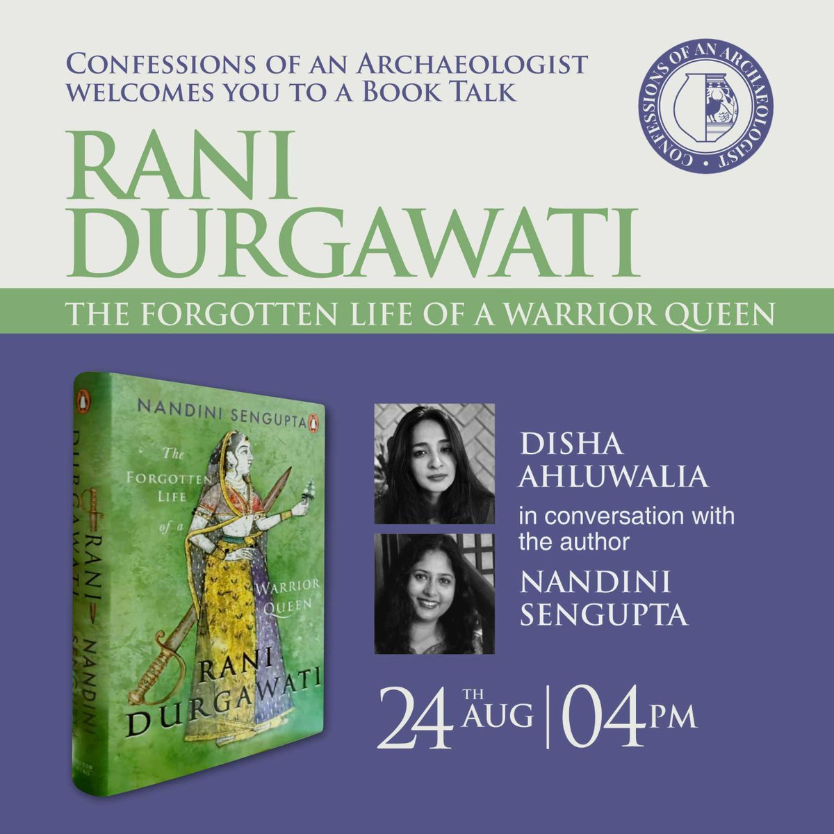 Confessions of an Archaeologist (@coa_archaeology) on Twitter photo Join <a href="/ahluwaliadisha/">Disha Ahluwalia</a> in conversation with <a href="/nandinisgTOI/">Nandini Sen Gupta</a> on #RaniDurgawati on 24th August at 4pm (online)
Registration is mandatory
Kindly register at docs.google.com/forms/d/e/1FAI… Join <a href="/ahluwaliadisha/">Disha Ahluwalia</a> in conversation with <a href="/nandinisgTOI/">Nandini Sen Gupta</a> on #RaniDurgawati on 24th August at 4pm (online)
Registration is mandatory
Kindly register at docs.google.com/forms/d/e/1FAI…