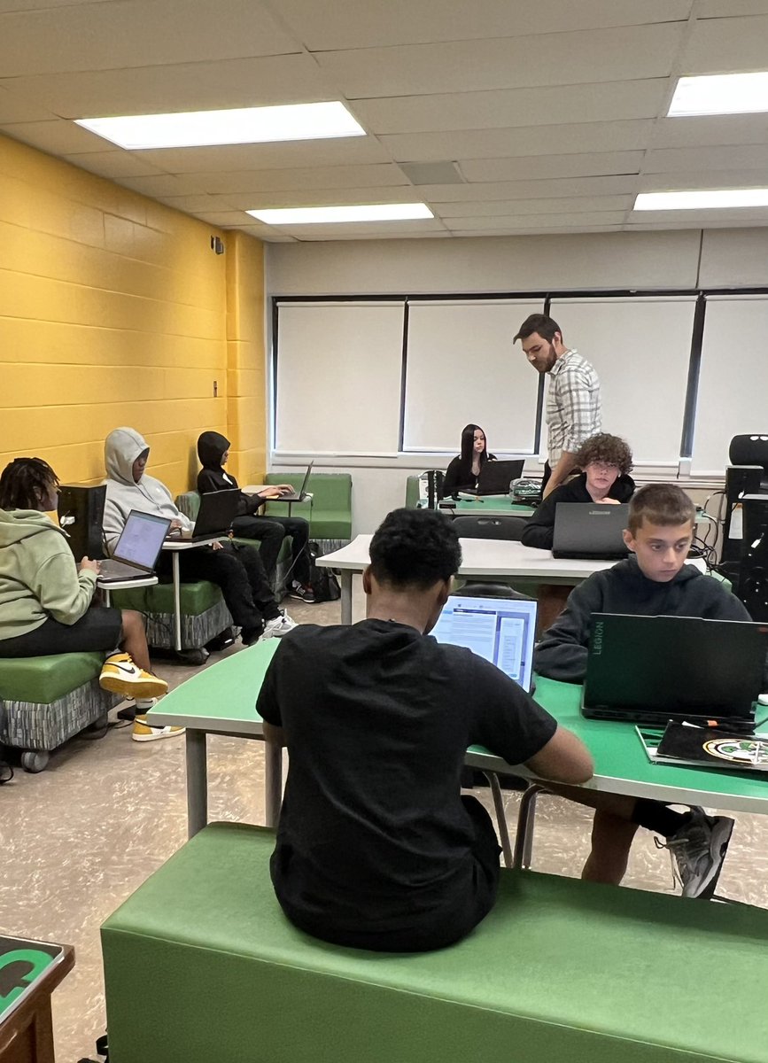WesternTheSTEM's tweet photo. 🎮 Exciting day in our Freshman Intro to Gaming class! Students are diving into the world of games by categorizing & researching their favorites. Mr. Cyr & Mrs. Paige are providing feedback & keeping the energy high. The future of gaming looks bright with this crew! #GamingClass https://t.co/jPbjCfcAVd