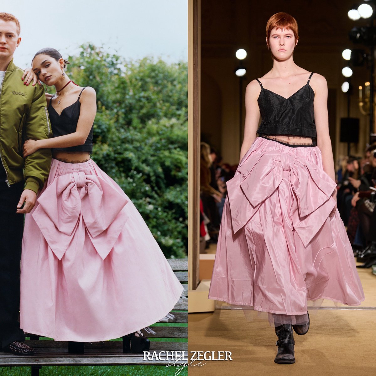 ZeglerStyle's tweet photo. @RachelZegler wore a @Coach Fall 2024 Collection Top & Skirt and a pair of @VivienneWestwood ‘Elevated Ghillie Platform Boots’ ($819).
She wore the #JoomiLim ‘Antoinette Choker’ (£30) along with the #BenAmun ‘Anastasia Necklace’ ($155) and earrings (Similar Style Pictured). https://t.co/YrAjyJFYhS