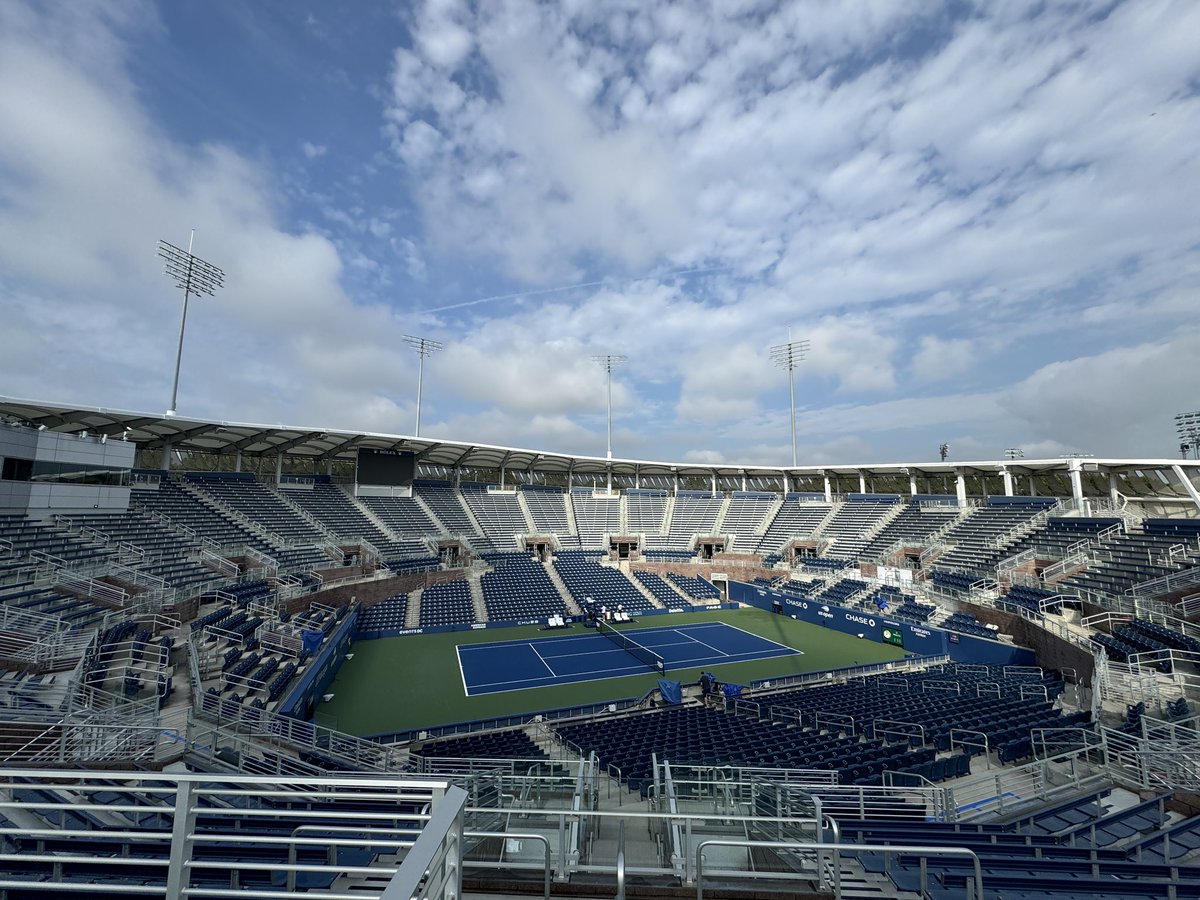on set today, Arthur Ashe Stadium 📍