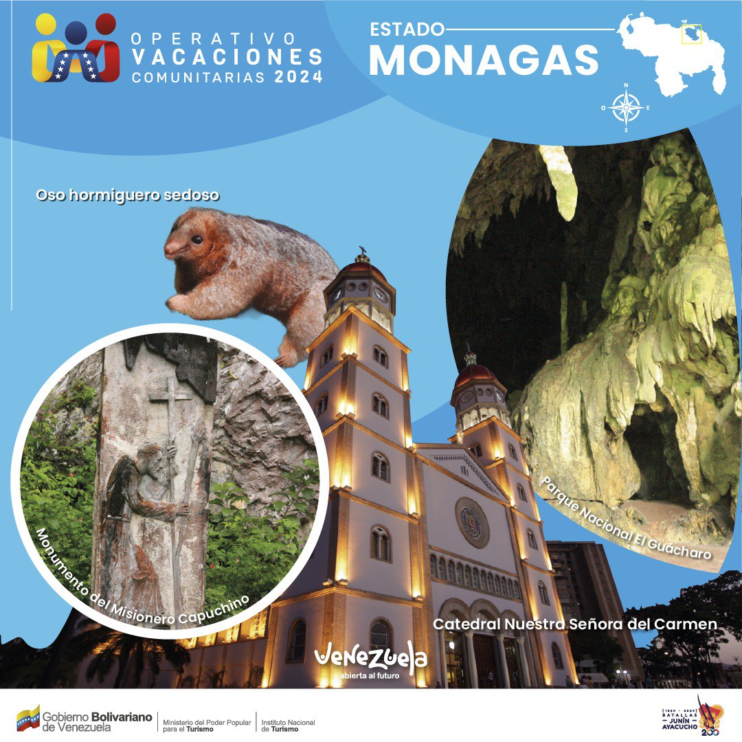 Durante esta temporada vacacional te invitamos a disfrutar de los destinos turisticos del estado Monagas.

¡ Venezuela Abierta al Futuro!
 
#venezuelaabiertaalfuturo #vacacionescomunitarias2024 #inatur #tueresinatur #monagas