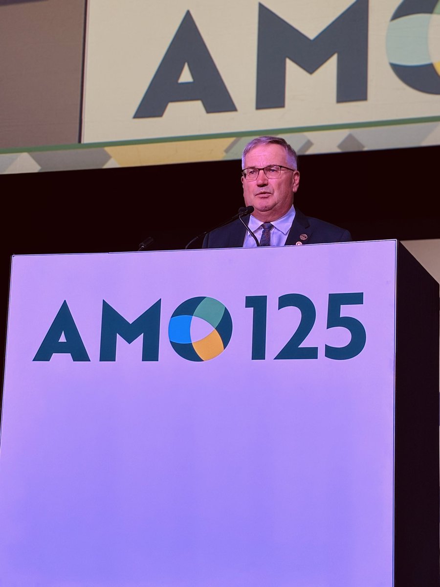 AMOPolicy's tweet photo. .@Colin1Best, AMO President, speaks. Says municipal elected officials have a tough job. Thanks them, and welcomes them to #AMO2024. Says we can do great things, if we work together. https://t.co/BBjMVhW0EB