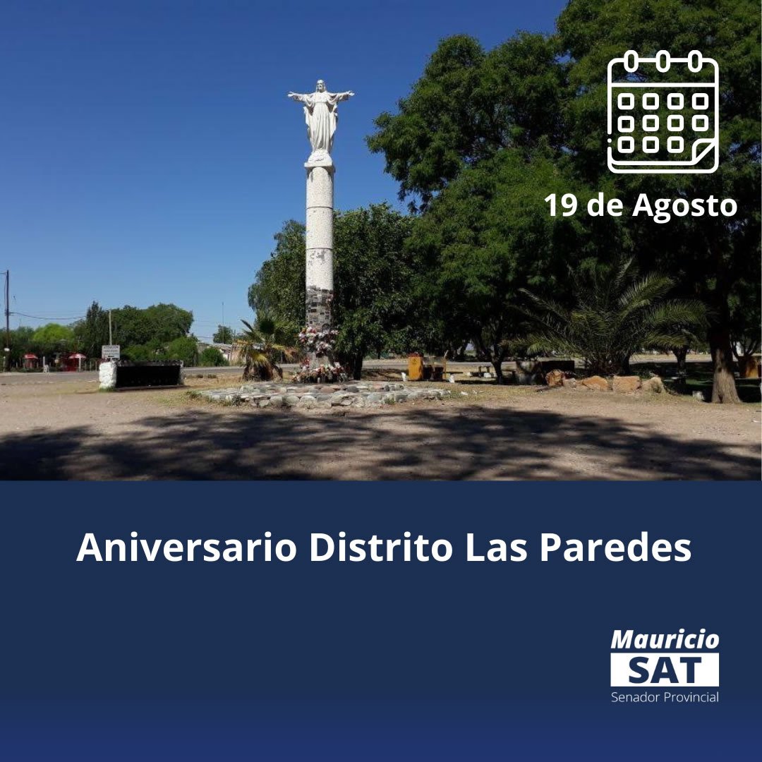 MauricioSatOk's tweet photo. Saludo a toda la comunidad de #LasParedes, en el marco del 203° Aniversario del Distrito. https://t.co/4EOFU6OOEz