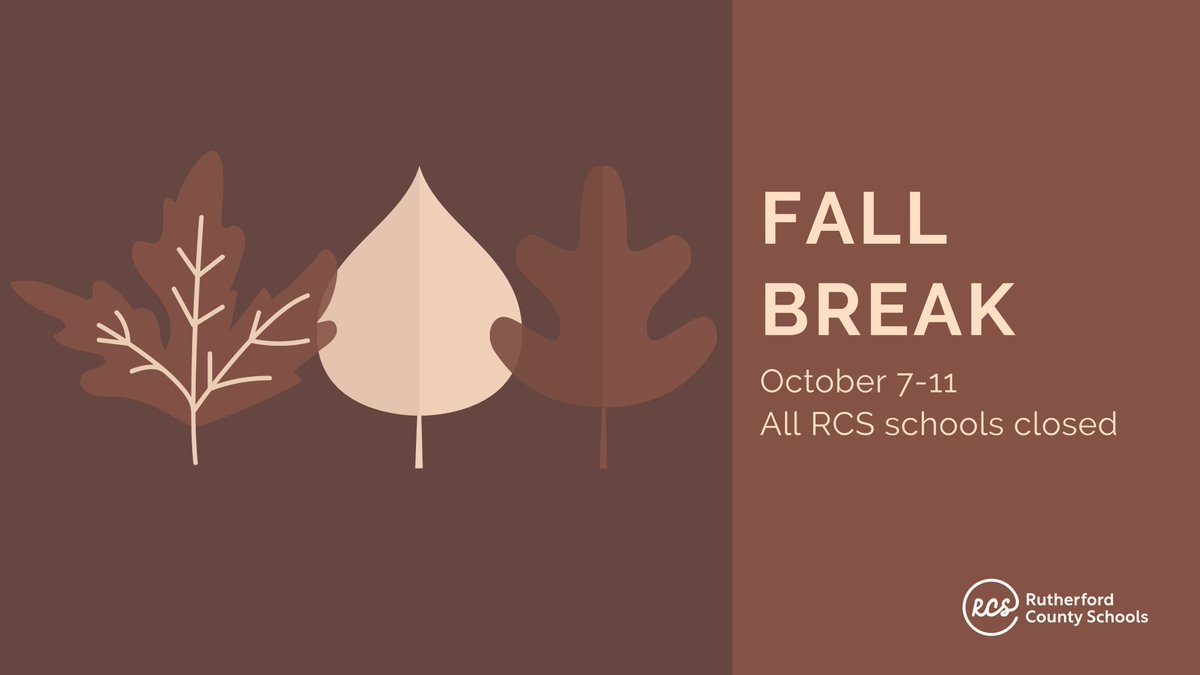 All RCS schools will be closed October 7-11 for Fall Break.