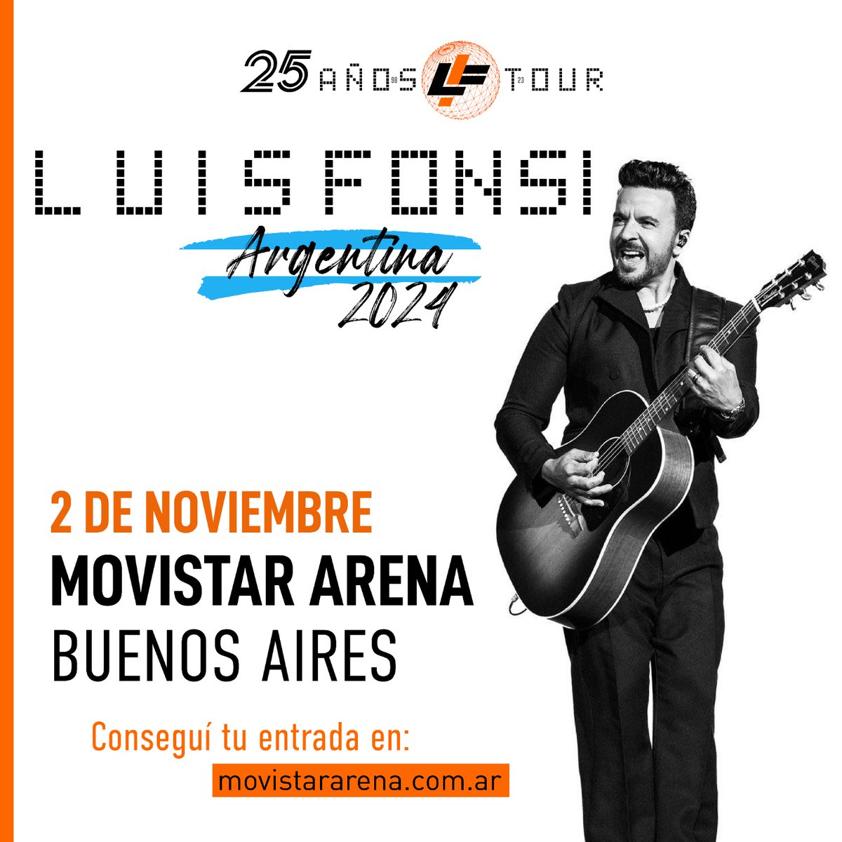 Buena semana ✨️ hoy te contamos que <a href="/LuisFonsi/">Luis Fonsi</a> cierra su gira por #Argentina 🇦🇷 este 2 de noviembre en el <a href="/MovistarArenaAR/">MovistarArenaAR</a> y será una fiesta ✨️

🎟 Entradas a la venta en movistararena.com.ar 

Produce <a href="/akemusic/">Ake Music</a>

¡Te esperamos! 🫶🩷

<a href="/Fonsisangels/">Fonsi's Angels Arg</a>