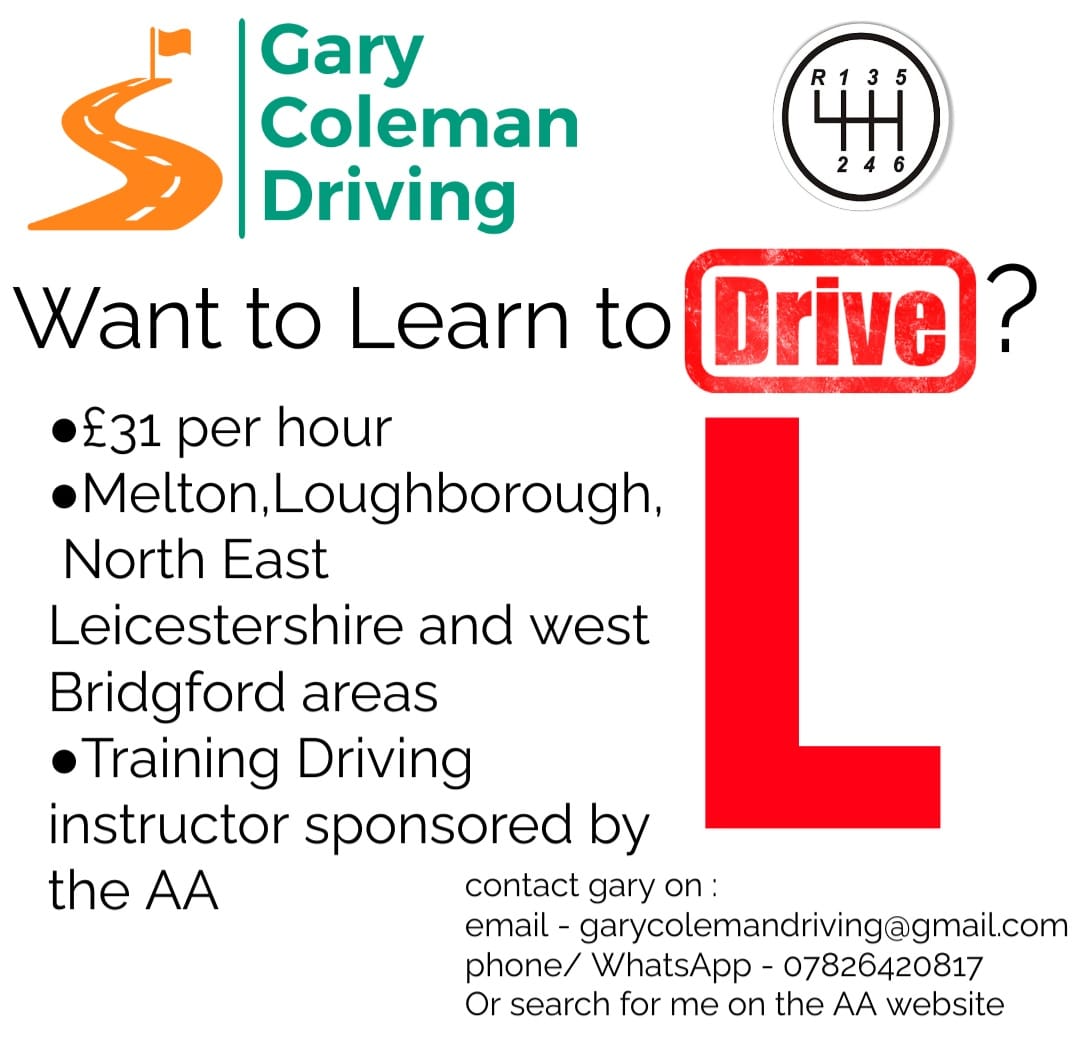 Kate Vanham (@vanhamkate) on Twitter photo Gaz has recently registered with the AA as a trainee driving instructor. He has capacity for students!
If anyone is looking to learn or would like more information, you can contact him via
Mobile: 07826420817, Email: garycolemandriving@gmail.com
Or search on the AA website Gaz has recently registered with the AA as a trainee driving instructor. He has capacity for students!
If anyone is looking to learn or would like more information, you can contact him via
Mobile: 07826420817, Email: garycolemandriving@gmail.com
Or search on the AA website