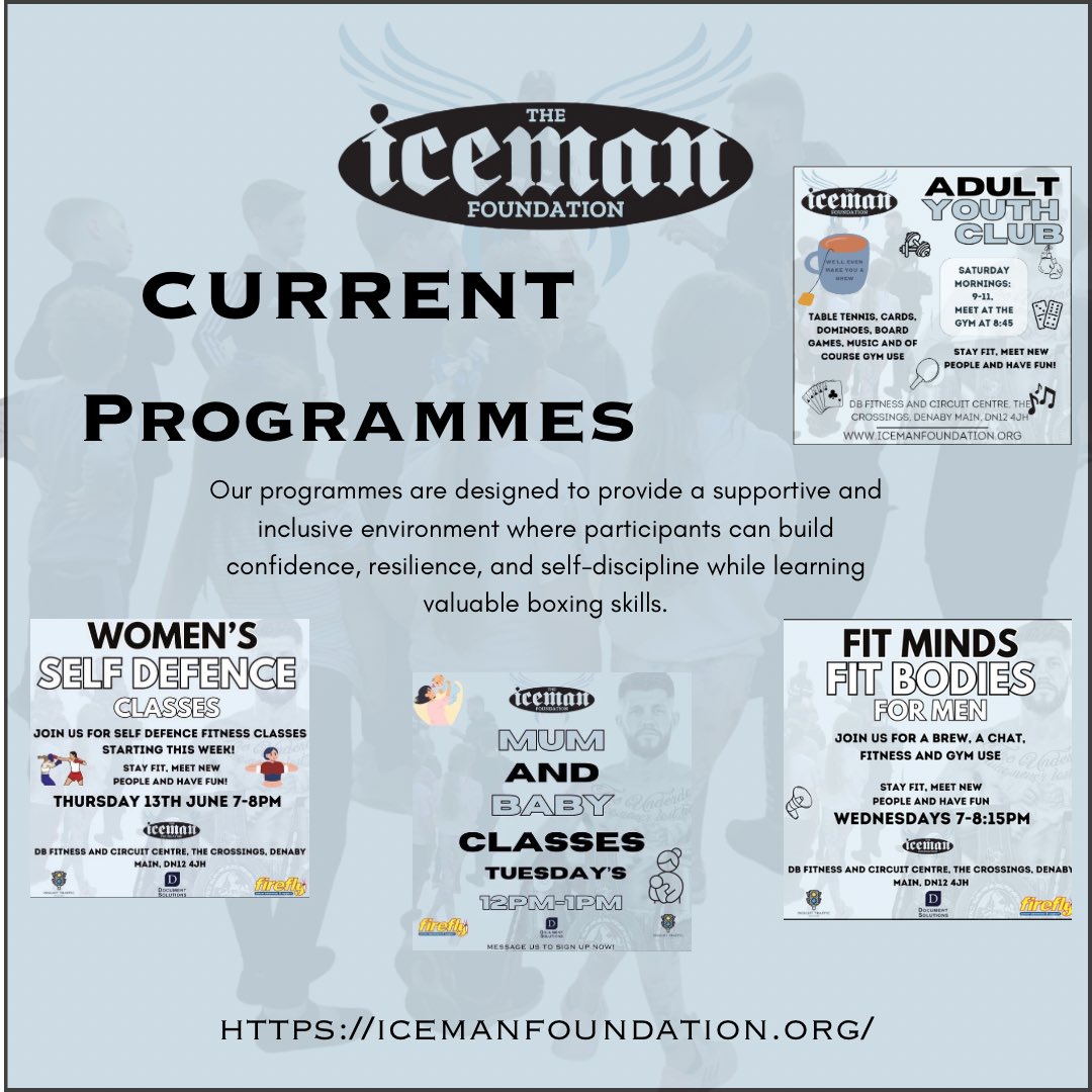 IcemanCIC's tweet photo. Our programmes that are currently runningβ¦
#iceman #icemanfoundation #cic #boxing #adultyouthclub #jasoncunningham #dbfitness #denaby #doncaster #yorkshire #mentalhealthmatters https://t.co/DWgWyVjcFp