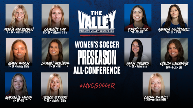 🚨ICYMI🚨

Women's soccer named 11 standouts to the Preseason All-Conference list⏬

After opening the regular season this past weekend Valley teams tabbed a record of 8-4-6 as a conference‼

#MVCSoccer