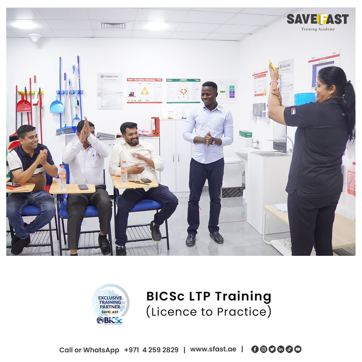 save_fast's tweet image. &quot;Congratulations to the participants who successfully completed their BICSc Licence to Practice (LTP) training at SaveFast Dubai! Your dedication to excellence in cleaning standards is truly inspiring.

 sfast.ae  
 +971 4 259 2829

#BICSc #CleaningCourse #Dubai