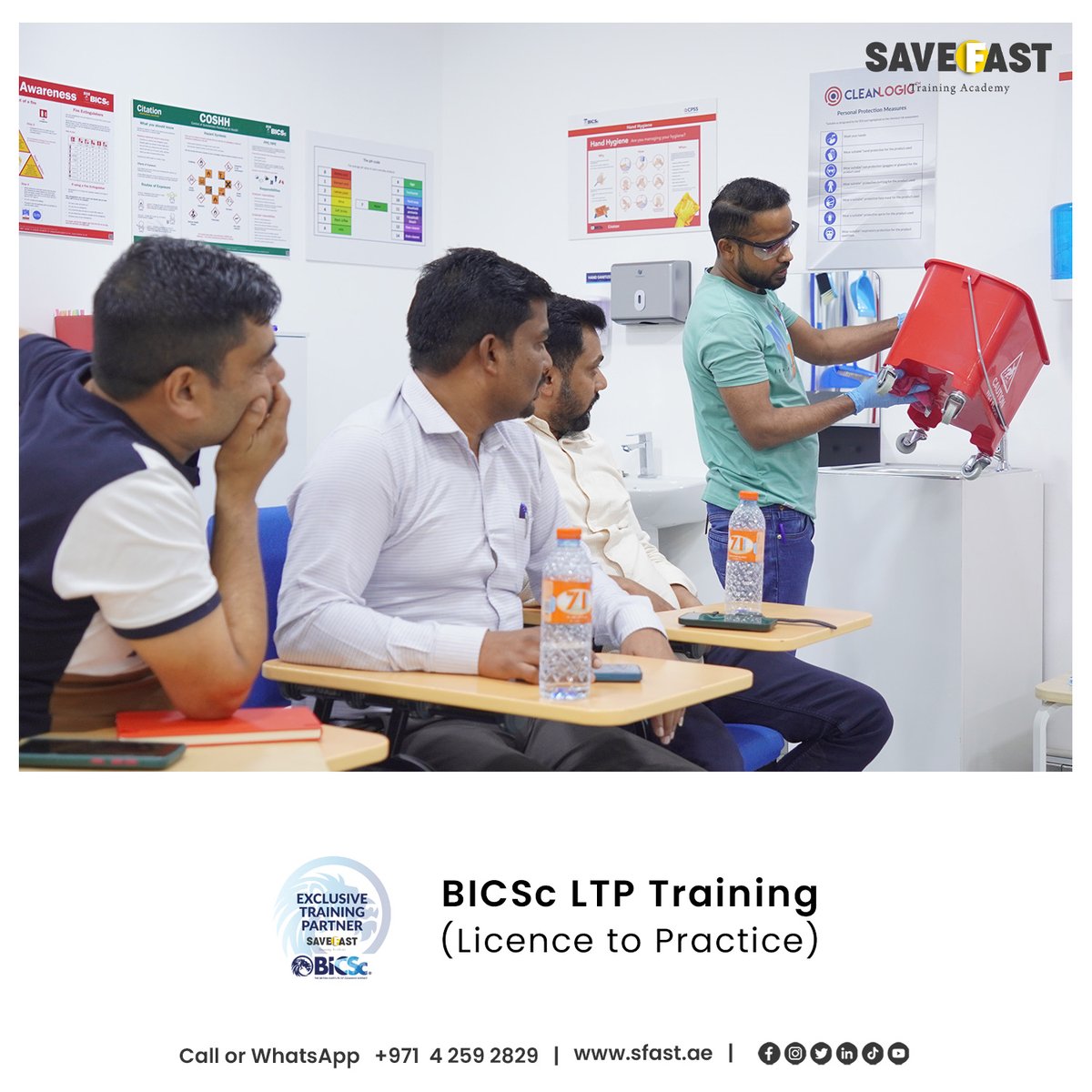 save_fast's tweet image. &quot;Congratulations to the participants who successfully completed their BICSc Licence to Practice (LTP) training at SaveFast Dubai! Your dedication to excellence in cleaning standards is truly inspiring.

 sfast.ae  
 +971 4 259 2829

#BICSc #CleaningCourse #Dubai