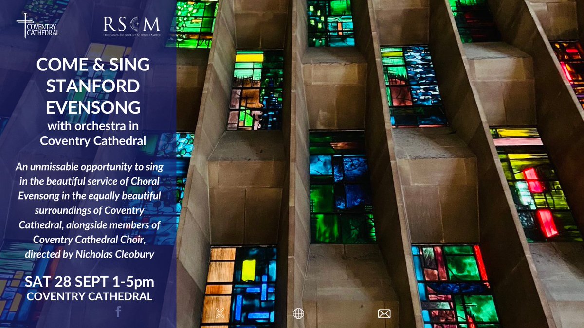 RSCM Music Direct (@rscmmusicdirect) on Twitter photo Come & Sing Stanford #Evensong with Orchestra <a href="/CovCathedral/">Coventry Cathedral</a> 28 Sept, directed by Nicholas Cleobury <a href="/NickCleobury/">Nicholas Cleobury</a>
Book by 30 Aug for #EarlyBird discount
ow.ly/Qxfv50T19Jq
#Stanford100 #ChoralMusic #ChoralEvensong #ComeAndSingEvents #CoventryCathedral Come & Sing Stanford #Evensong with Orchestra <a href="/CovCathedral/">Coventry Cathedral</a> 28 Sept, directed by Nicholas Cleobury <a href="/NickCleobury/">Nicholas Cleobury</a>
Book by 30 Aug for #EarlyBird discount
ow.ly/Qxfv50T19Jq
#Stanford100 #ChoralMusic #ChoralEvensong #ComeAndSingEvents #CoventryCathedral