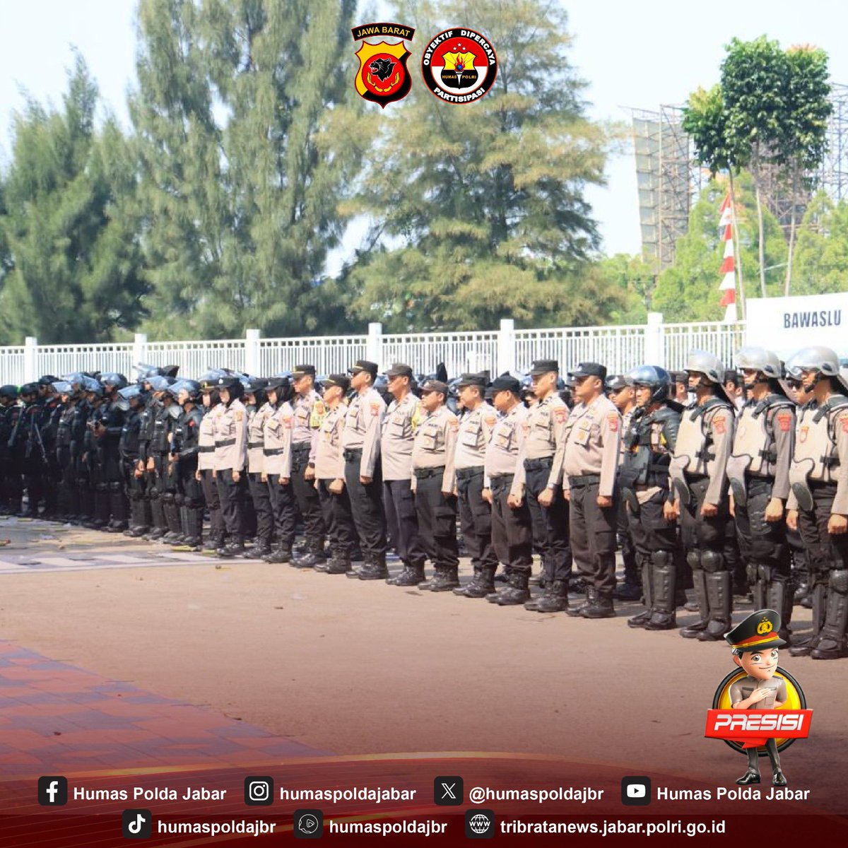 Menjelang Pemilihan Kepala Daerah Pilkada Mantap Praja 2024, Polres Bogor bersama instansi terkait turut serta bersama sama menggelar simulasi Sistem Pengamanan Kota (Sispamkota) di Stadion Pakansari, Cibinong, Kabupaten Bogor, pada Senin 19 Agustus 2024.