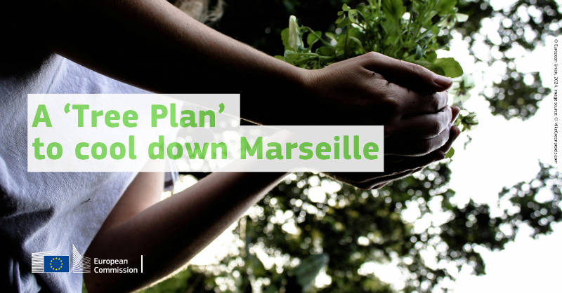 HorizonEU's tweet photo. Marseille 🇫🇷 launched #TreePlan to fight urban heat!
Around 308 000 seedlings have already been identified for planting.
What are the expected results? Cooling the streets, protecting residents, and advancing towards #ClimateNeutrality. #MissionCities
Read more ↓