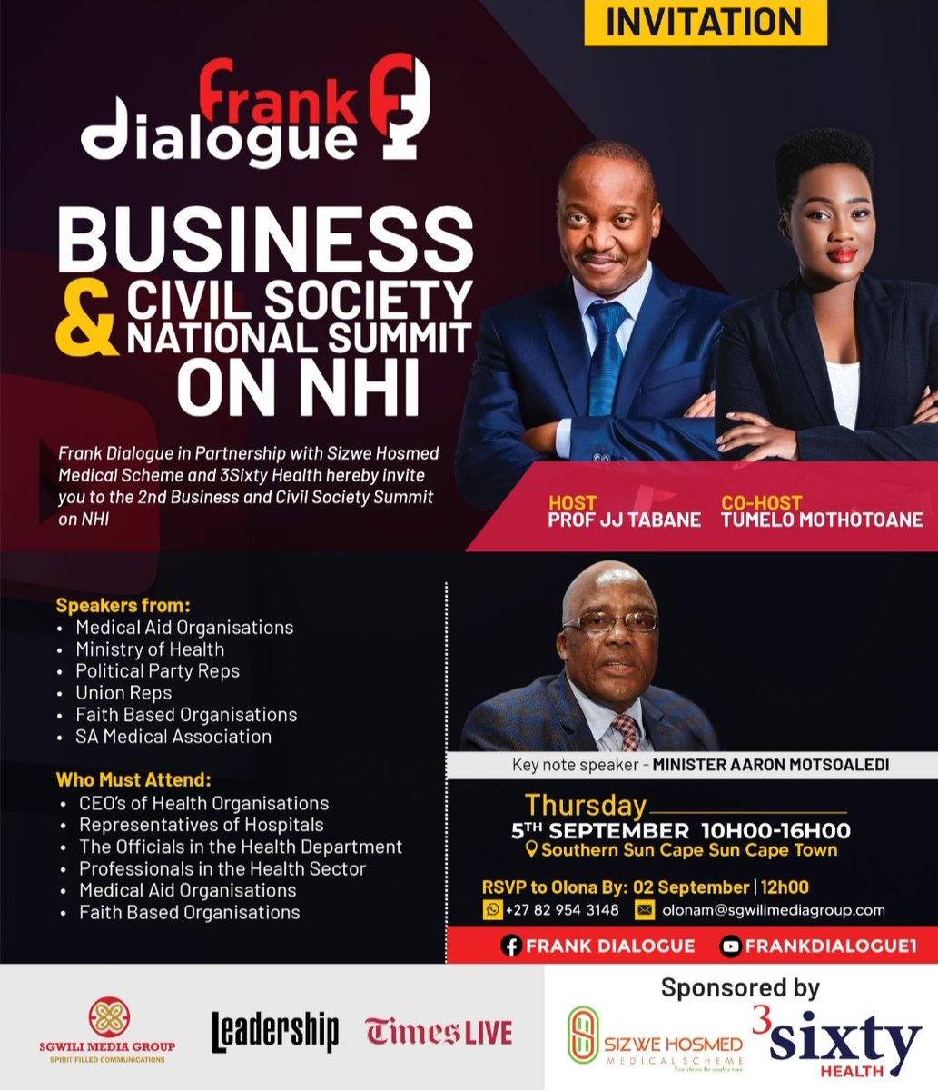 Frank Dialogue would like to invite you on  the 2nd Business &amp; Civil Society National Summit on NHI.

Please do join us and RSVP for this incredible experience.