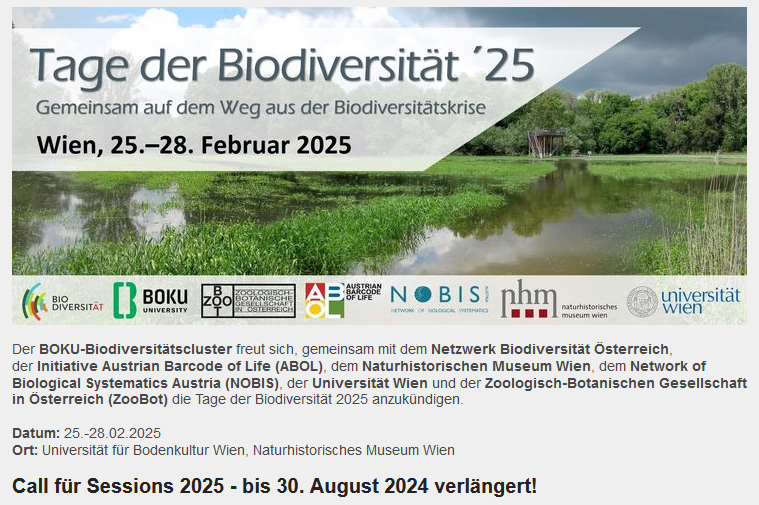 Franz Sinabell (@franzsinabell) on Twitter photo 📢 nur noch 10 Tage - dann endet die Anmeldefrist zum
Tag der Biodiversität '25 an der <a href="/BOKUvienna/">BOKU University</a> & NHM nhm-wien.ac.at.
"Gemeinsam auf dem Weg aus der Biodiversitätskrise"
Formate:
● Sessions
● Workshops
Infos zu Inhalte & Anmeldung ↘️
boku.ac.at/boku-biodivers… 📢 nur noch 10 Tage - dann endet die Anmeldefrist zum
Tag der Biodiversität '25 an der <a href="/BOKUvienna/">BOKU University</a> & NHM nhm-wien.ac.at.
"Gemeinsam auf dem Weg aus der Biodiversitätskrise"
Formate:
● Sessions
● Workshops
Infos zu Inhalte & Anmeldung ↘️
boku.ac.at/boku-biodivers…