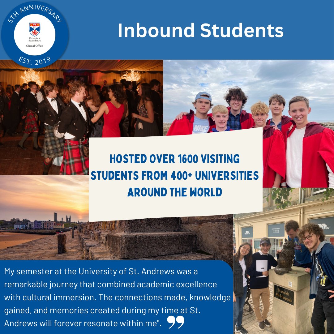 GlobalOfficeStA's tweet photo. Collaborating with Schools and Professional Units, the Global Office offers transformative experiences to students through the University's exchange and study abroad programmes.

We welcomed 1600+ visiting students since 2019 and look forward to hosting many more!

#studyabroad https://t.co/iLauiNynNQ