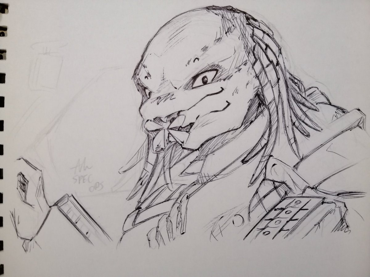 AlanSpecOps's tweet photo. Today's silly drawings includes sangheili (and an unggoy), yautja, and kobold https://t.co/vgr9aW7e9d