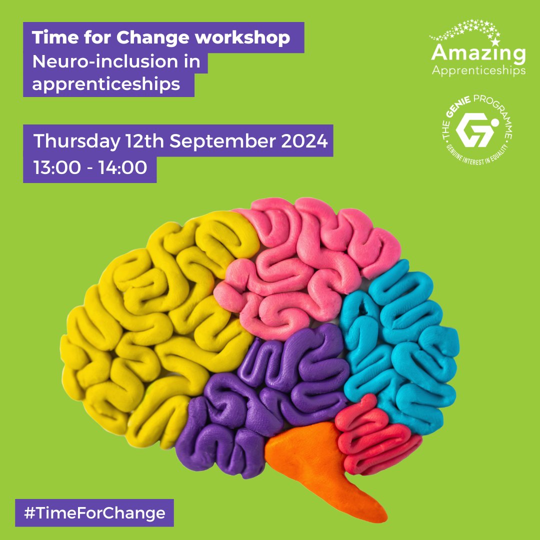 What more could we be doing in #apprenticeships to maximise the talents of #neurodivergent individuals?

Join us on Thursday 12 September
to hear from expert speakers about their experiences &amp; to be inspired with ideas to take to your organisation: 
tinyurl.com/basktkvk