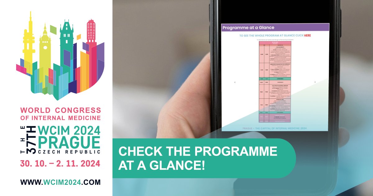 Explore the jam-packed schedule, insightful sessions, and dynamic speakers all in one place. Check our programme at a glance! wcim2024.com/prgatglance
#WCIM2024 #medicine #internalmedicine #prague #programme