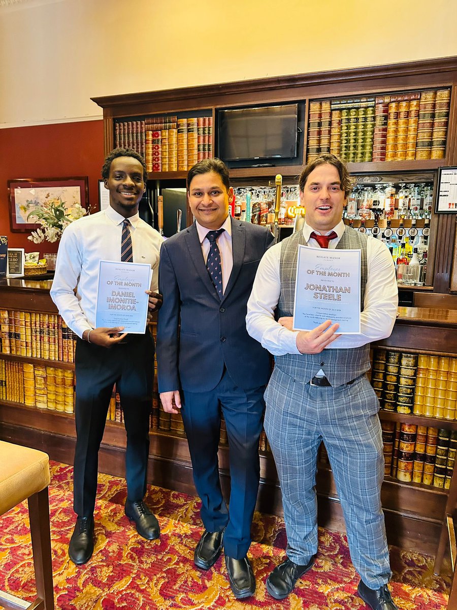 Reigate Manor (@reigatemanor) on Twitter photo Congratulations to Daniel & Jay who both recently won Employee of the month awards for the continued hardwork throughout the hotel. Both team members have received several positive comments from our guests.
Thank you for your hardwork 👏 Congratulations to Daniel & Jay who both recently won Employee of the month awards for the continued hardwork throughout the hotel. Both team members have received several positive comments from our guests.
Thank you for your hardwork 👏