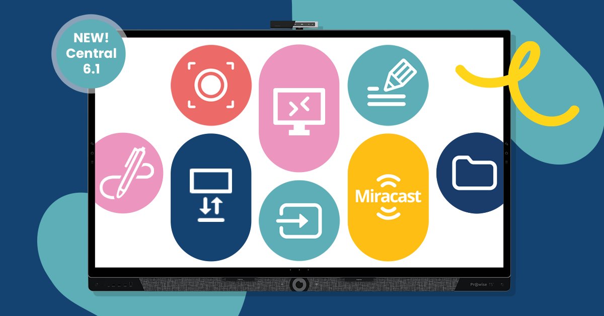 Exciting new features for your touchscreen! 🚀

Update Prowise Central now:
📱 Screen recording &amp; live preview apps
🔶 Text editor &amp; shape recognition in ProNote
👩🏽‍💻 Remote control &amp; narrowcasting via Prowise Screen Control

And more! → prowi.se/EN-Central-6.1

#Prowise #Update