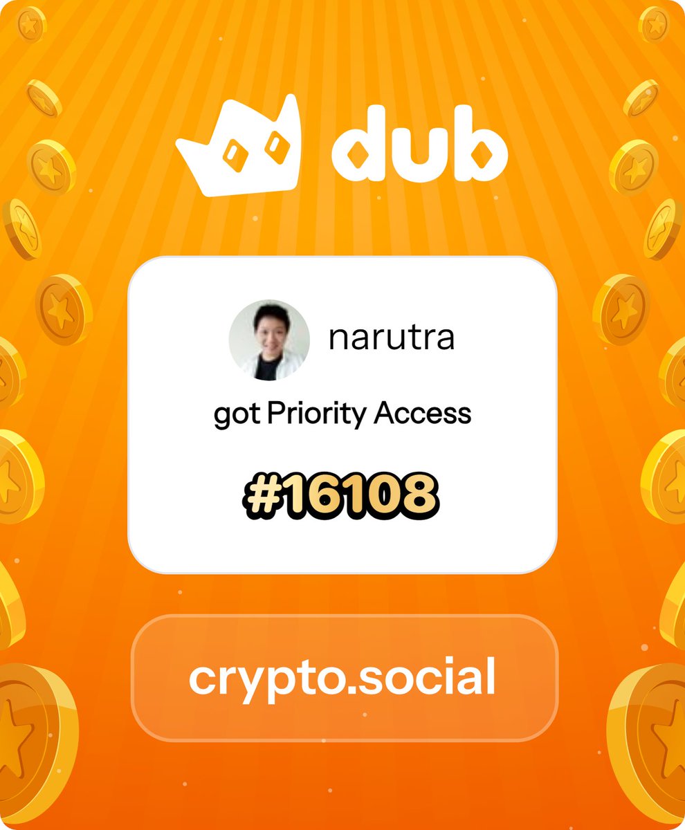 ChatchavanSuri's tweet photo. I just got Priority Access to Dub! Let’s make memecoins PvE again. Get in early™. https://t.co/98FergD7Ol https://t.co/H0huCQw3Fb