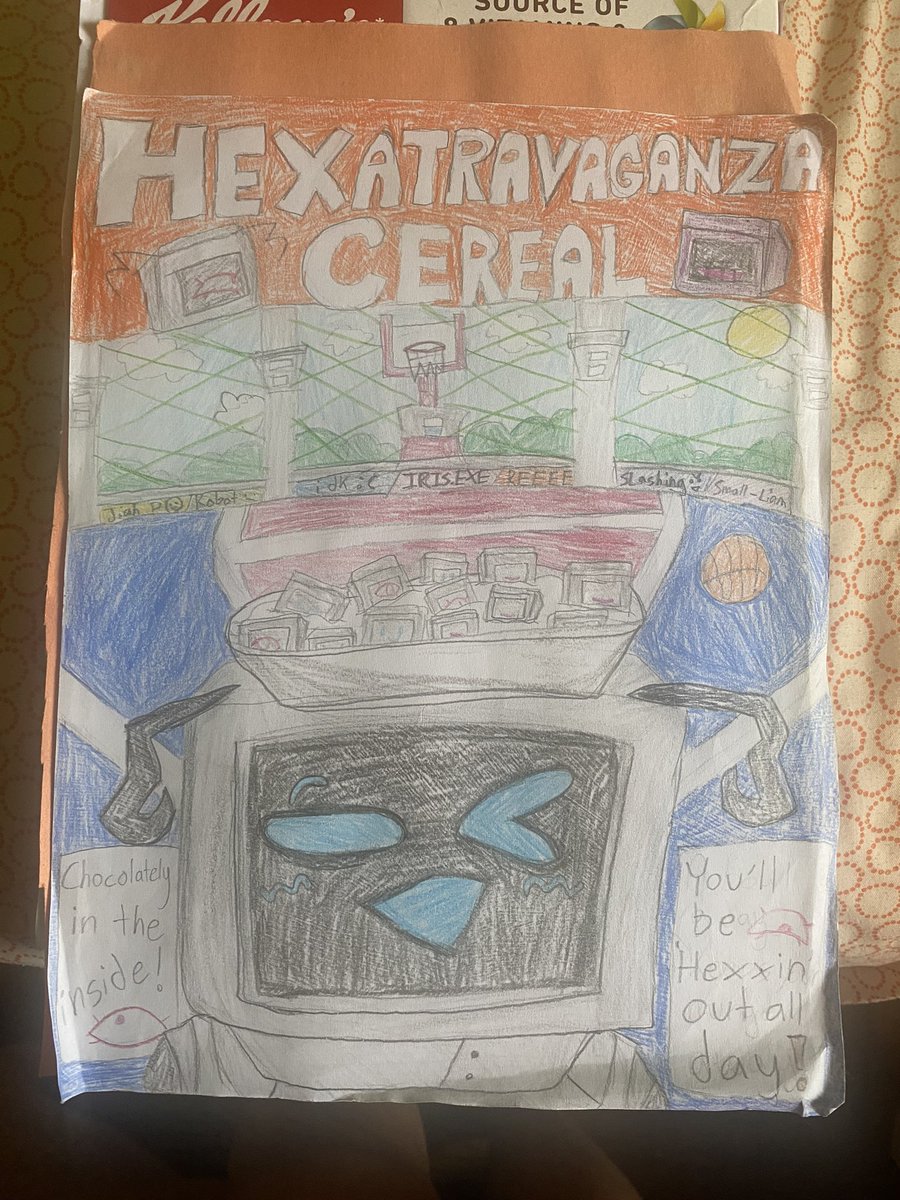 ChickenPati's tweet photo. I don’t I posted this on my old account before cuz I made this a long time ago but yeah the design is kinda hard to see I’m sorry about that 😔
Anyways here’s a cereal design I made that’s like 2 years old 😭
#fnf #fnfhex #fnfiris #hexfnf #irisfnf #fnfslasher #slasherfnf https://t.co/GKenFxmiaC