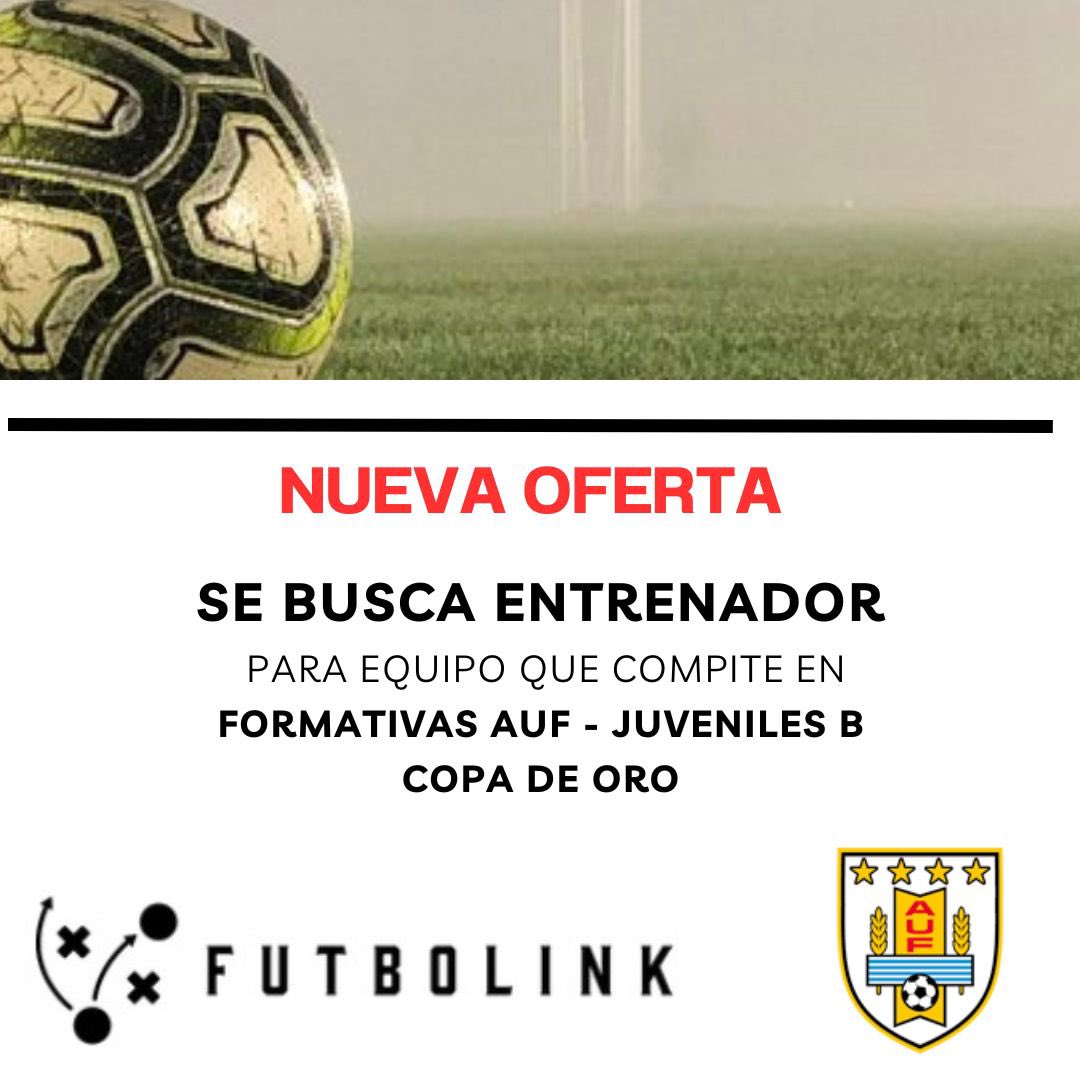 ⚠️Nueva Oferta⚠️

⚽️ Entrenador
🏆 <a href="/JuvenilesAUF/">Juveniles AUF</a> 

Equipo busca Entrenador para equipo que compite en Formativas AUF // Copa de Oro // Juveniles B

Interesados MD