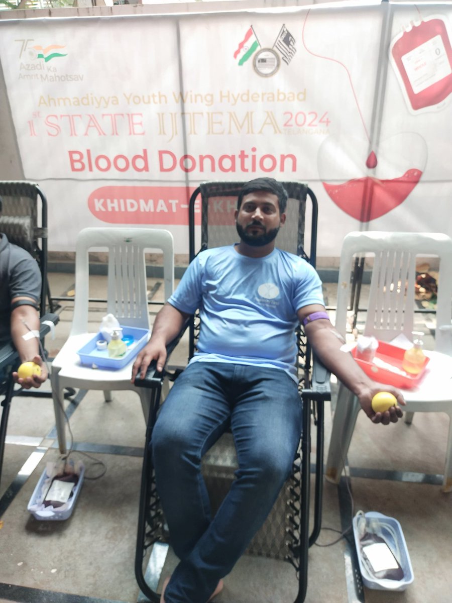 mkaindia's tweet photo. Majlis Khuddam-ul-Ahmadiyya #Hyderabad, under Shoba Khidmat-e-Khalq, organized a blood donation camp in conjunction with the Salana State Ijtema Telangana and 15th August Independence Day celebrations. Alhamdulillah, 30 #Khuddam participated by donating blood. https://t.co/UWchempYd8