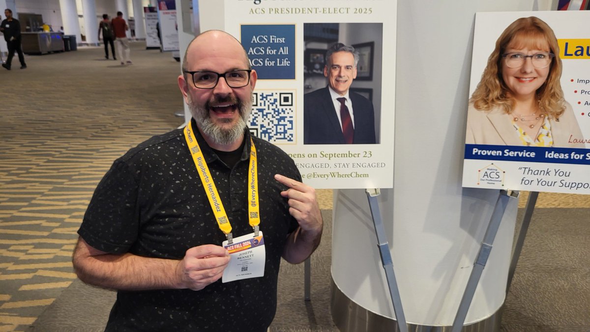 DrB_at_UMBC ๐ณ๏ธโ๐ (@bennettlabsumbc) on Twitter photo Another selfie with <a href="/EveryWhereChem/">Rigoberto Hernandez</a> but this time with official #potacs swag! Good luck, Rigoberto! <a href="/AmerChemSociety/">American Chemical Society</a> Another selfie with <a href="/EveryWhereChem/">Rigoberto Hernandez</a> but this time with official #potacs swag! Good luck, Rigoberto! <a href="/AmerChemSociety/">American Chemical Society</a>