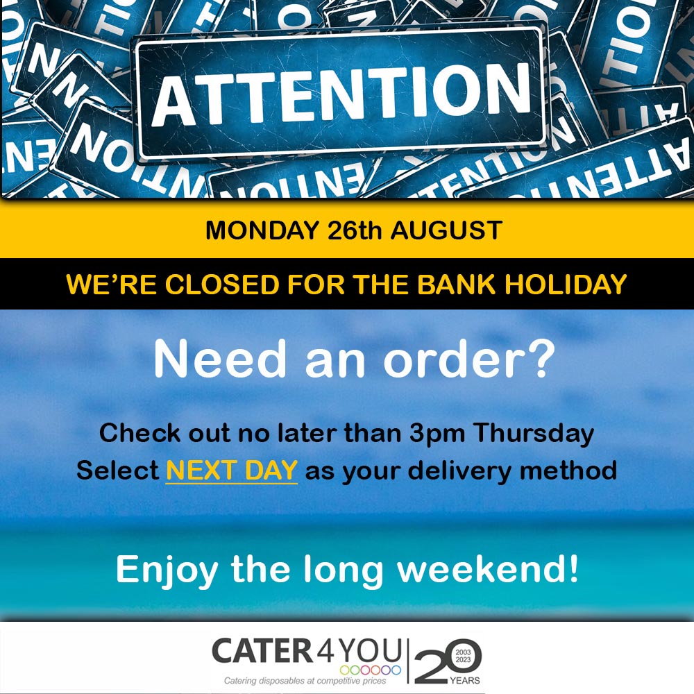 cater4you's tweet image. We're here for the last minute bits you might need for the Bank Holiday weekend, come and have a mooch!
cater4you.co.uk
Food packaging, glasses, catering supplies and the thing you forgot you needed😉
Kate
cater4you
#eventsupplies #catering #kitchensupplies