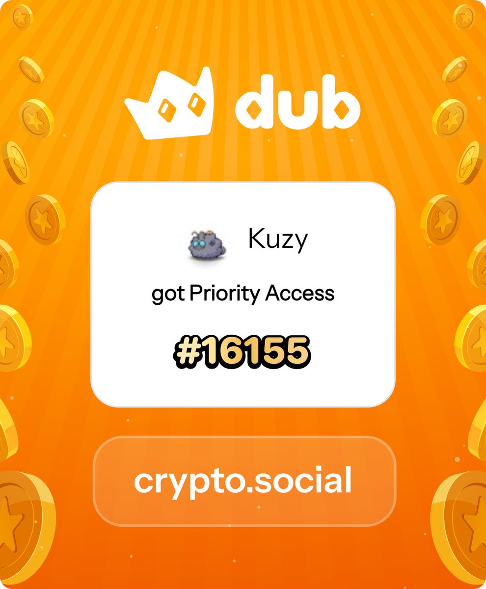 I just got Priority Access to Dub! Let’s make memecoins PvE again. Get in early™. dub.social