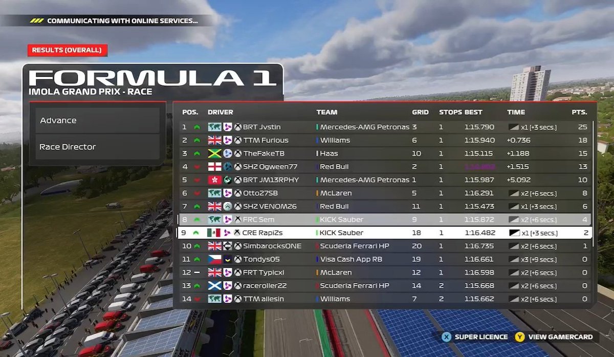 AEC Round 3 Imola 🇸🇲
Q:P18
R:P9
I knew this race wasnt going to end good, imola is one of my weakest tracks. We got a P18 in qualy after an invalidation at the final shot and  we could recover to P9 after some incidents, i'll try to learn from this race,but CRE got some points :)