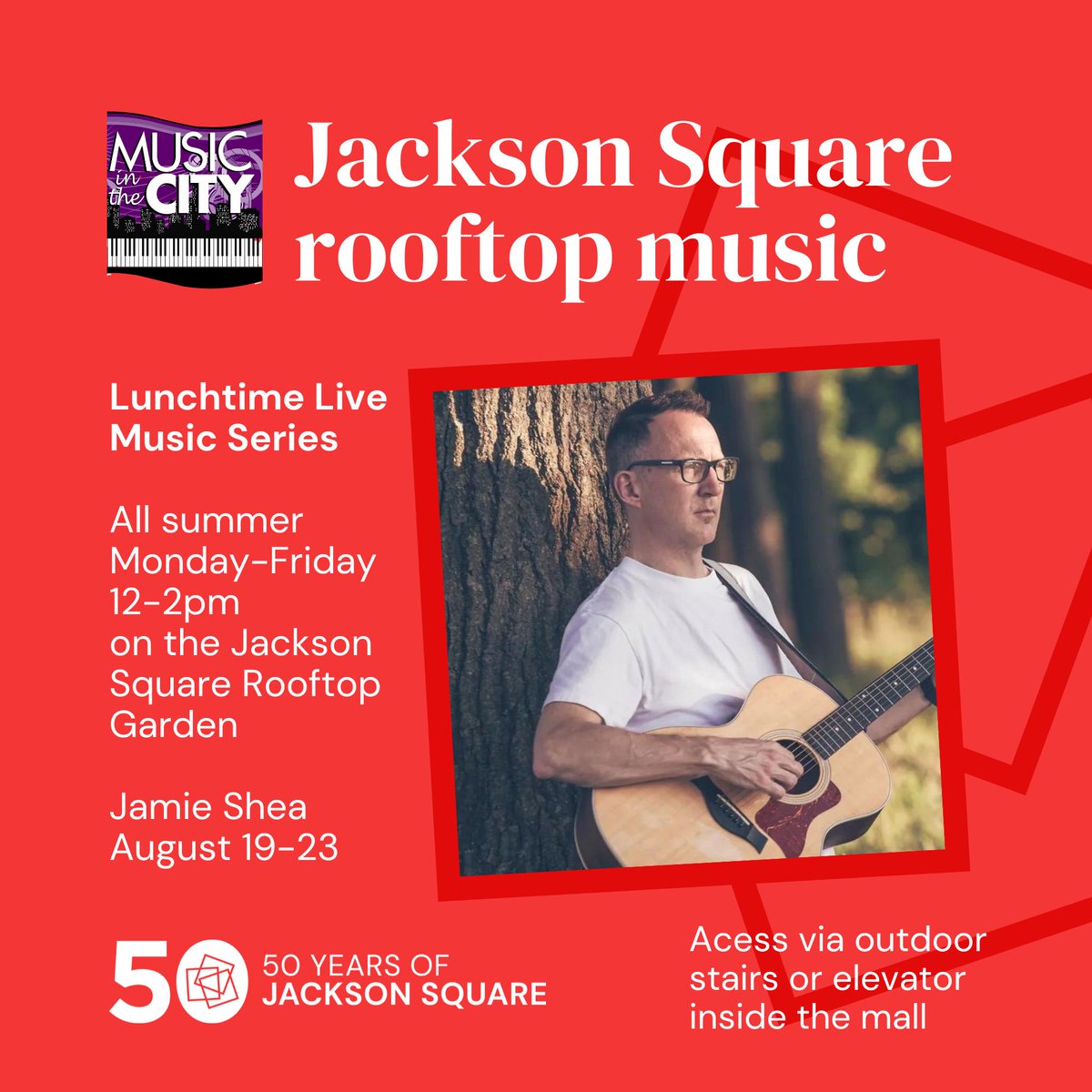 Jackson Square Hamilton (@jsquarehamilton) on Twitter photo See you on the rooftop this week with <a href="/sheamiej/">Jamie Shea</a>!
Jamie Shea will be performing Monday to Friday from 12-2pm. Bring your lunch and enjoy some free live music!
š“ There's something for everyone at Jackson Square. #HamOnt See you on the rooftop this week with <a href="/sheamiej/">Jamie Shea</a>!
Jamie Shea will be performing Monday to Friday from 12-2pm. Bring your lunch and enjoy some free live music!
š“ There's something for everyone at Jackson Square. #HamOnt