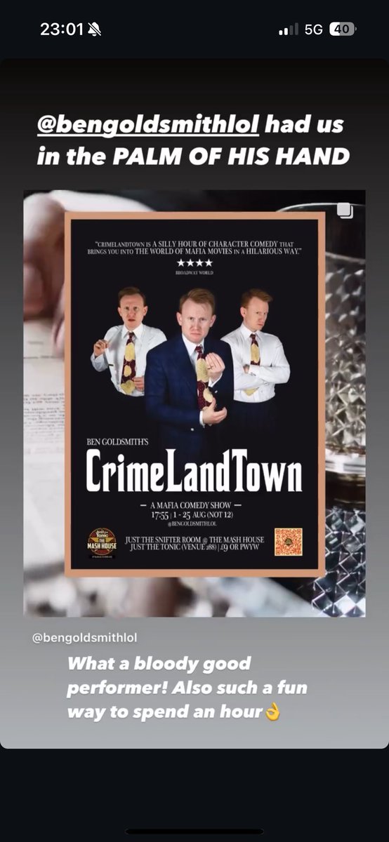 People are lovely! Some audience reviews of CrimeLandTown 👀 seven 👏 shows 👏 left 👏 tickets.edfringe.com/whats-on/ben-g…