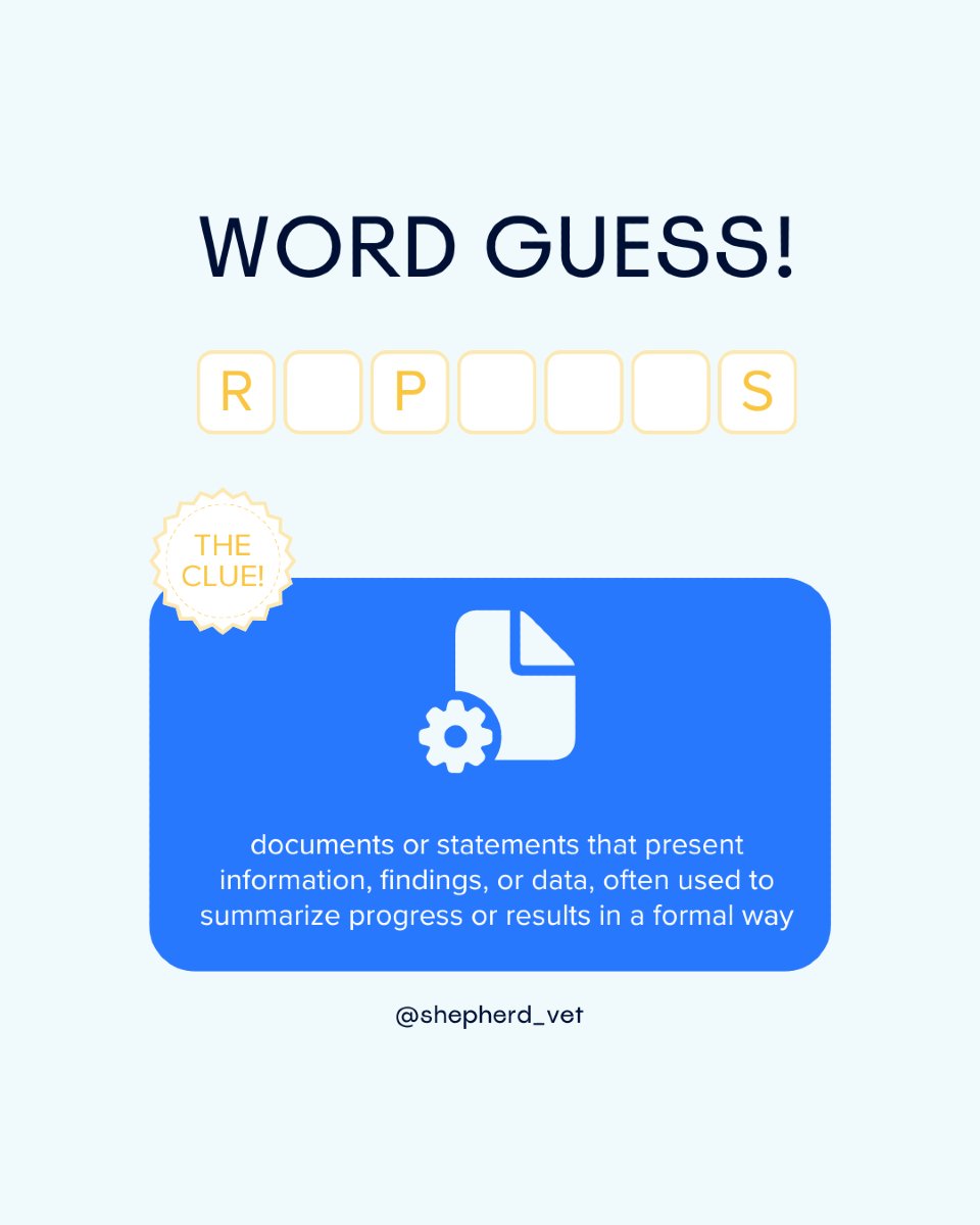 shepherd_vet's tweet image. Ready for todays challenge?🧠

Guess the word from the clue below! Drop your answers in the comments and see if you’ve got it right.

#WordGuess #ShepherdVeterinarySoftware #shepherdsoftware #vetsoftware