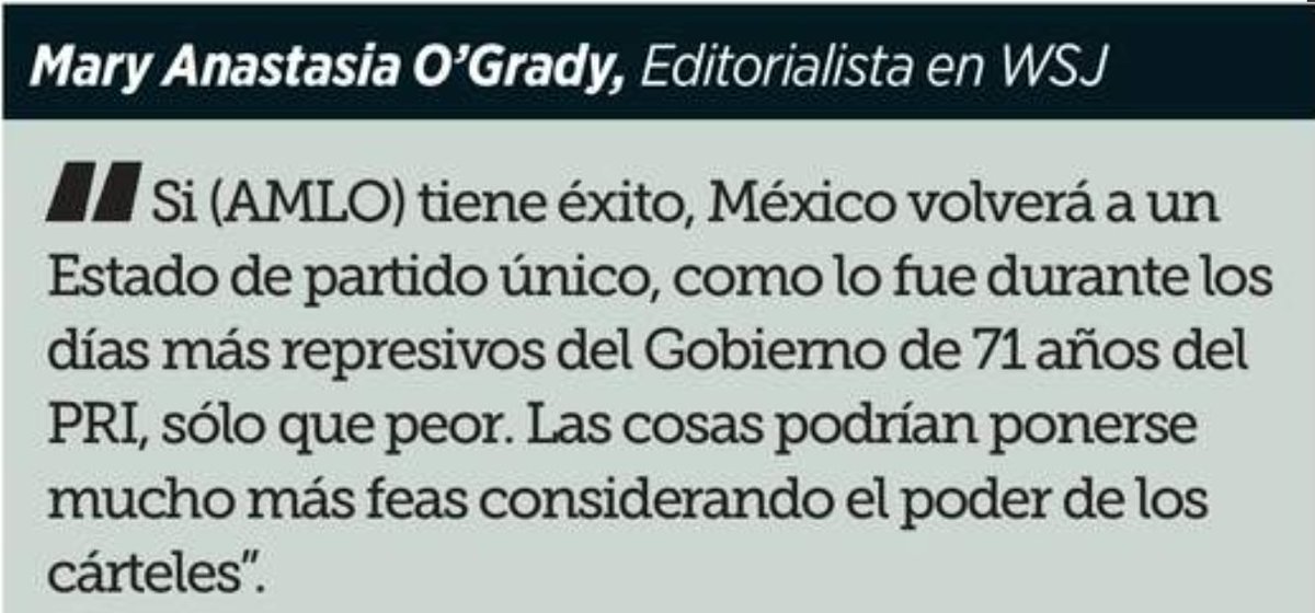 A Mexicanitos y medios les CAE EL VEINTE tarde, sufren retraso de 3 años para VER REALIDAD
"Mexico volverá a ser como con el PRI, 71 años, pero PEOR" dice Wall Street Journal
Falta que APAREZCAN tarugos  invitando a marcha 3 años tarde, eso era 10 de abr. 2022 Revocación Mandato