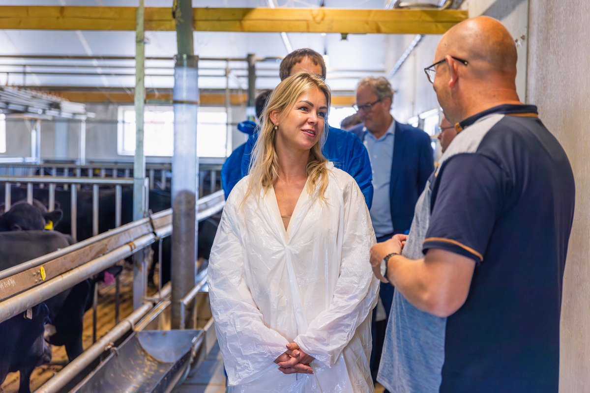 jan_kas's tweet image. Minister Femke Wiersma (landbouw) bracht vandaag werkbezoek aan Regio Foodvalley. Ze bezocht kalverhouderij van Wim Brouwer in Barneveld en gemengd bedrijf (biologische pluimveehouderij en melkveehouderij) van Theo Folmer in Lunteren @RegioFoodValley regiofoodvalley.nl/nieuws/ministe…