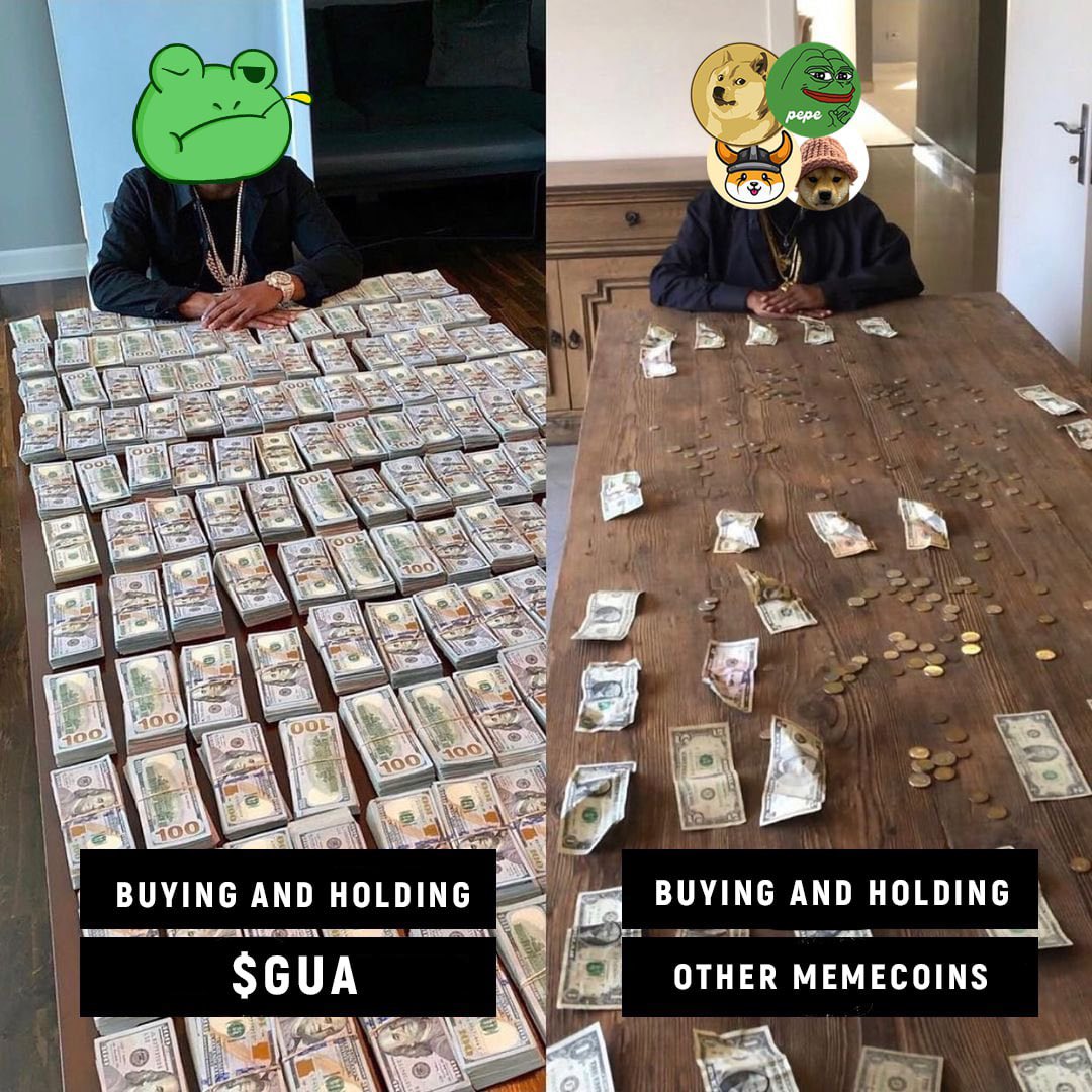 Some hodlers says that this is the boring month for crypto. Well, jokes on you😂 you must never seen $GUA fam🐸🍀 so you’ll just gonna let that “boredom” eat you?🙂‍↔️ Join and be part of $GUA community, let’s build together💸📈

$GUA #GUA GUA! 
<a href="/GUA_MEME/">GUA🐸</a>