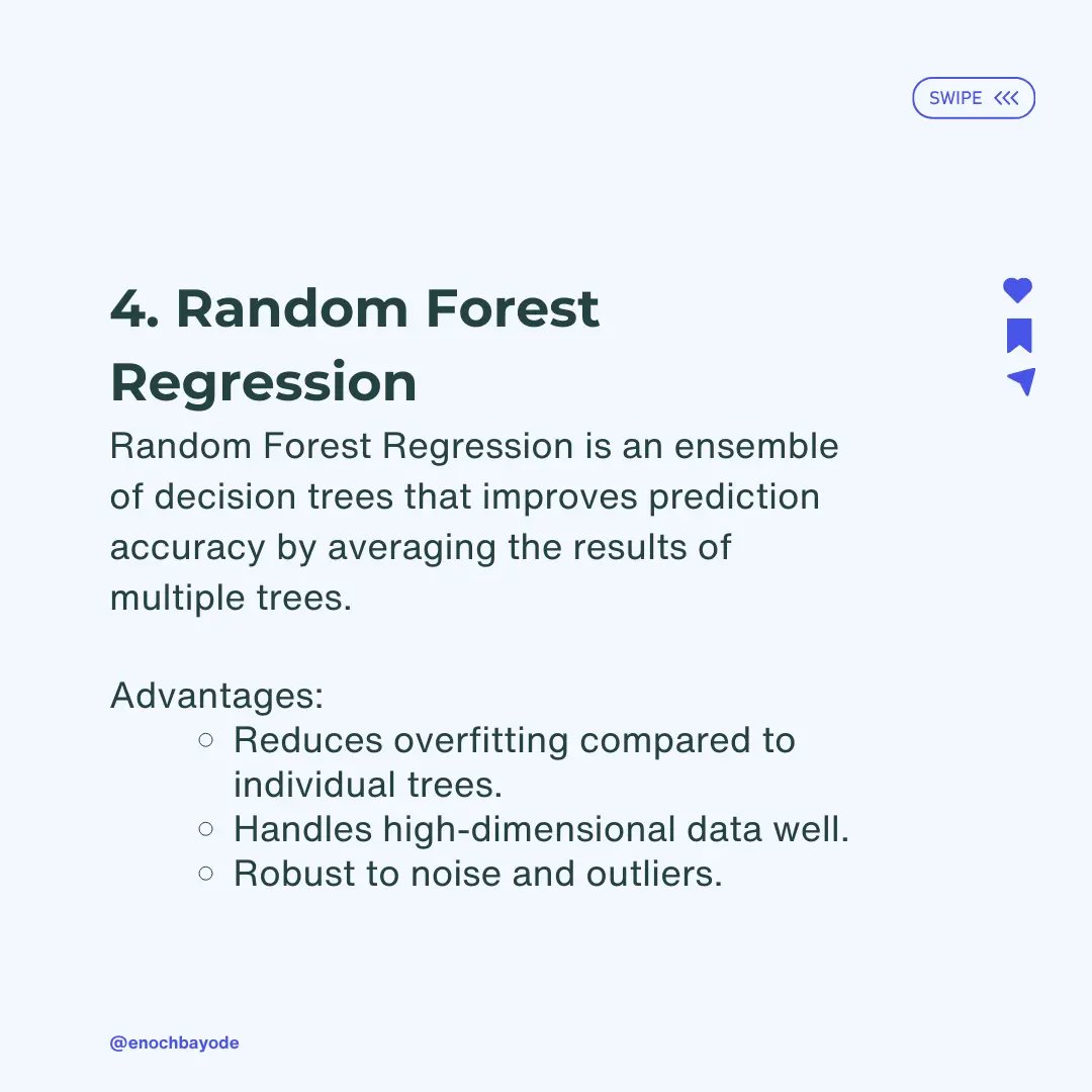 bayode_enoch's tweet image. #multiplelinearregression
#decisiontree #randomforest #supportvectormachines
#knearestneighbors #knn