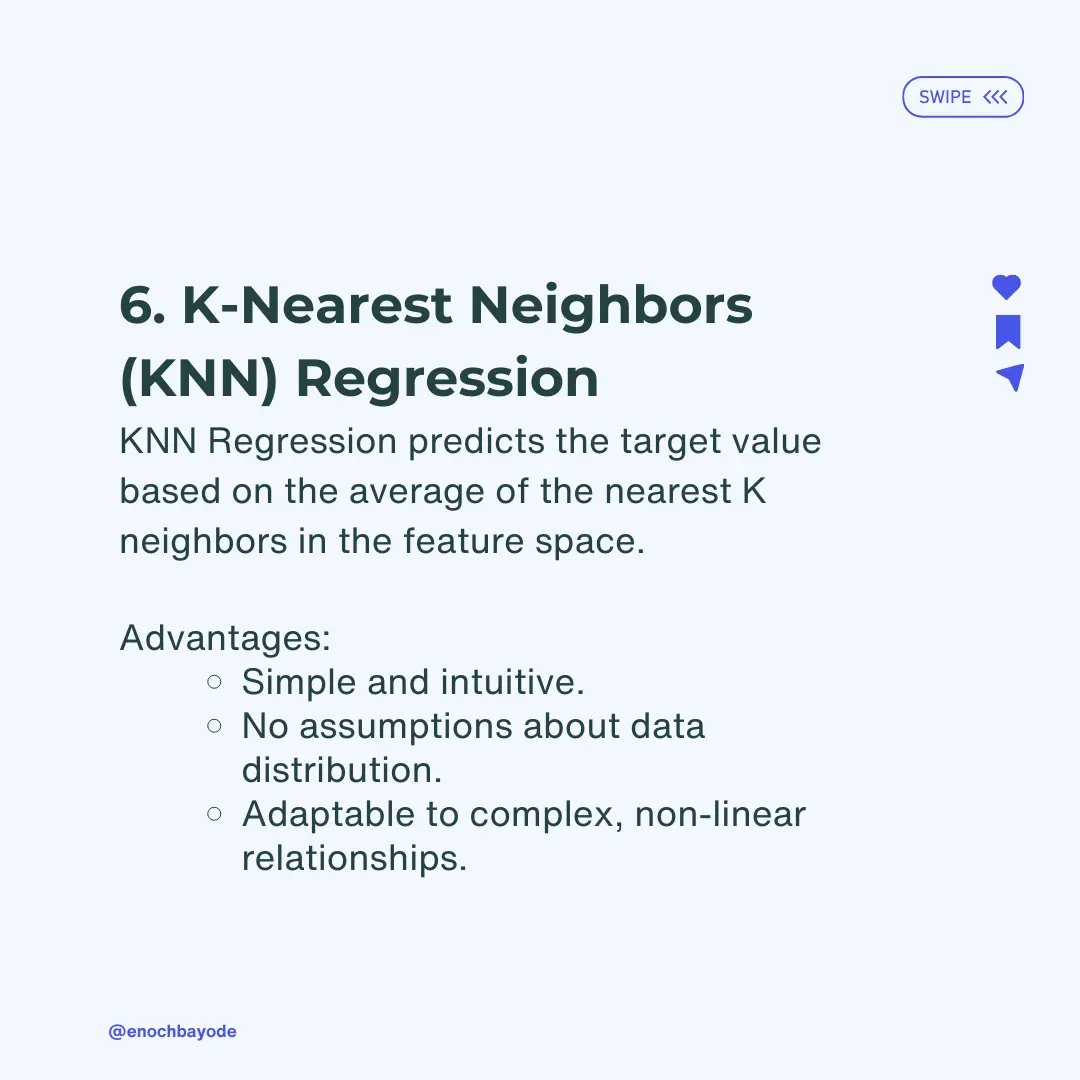 bayode_enoch's tweet image. #multiplelinearregression
#decisiontree #randomforest #supportvectormachines
#knearestneighbors #knn