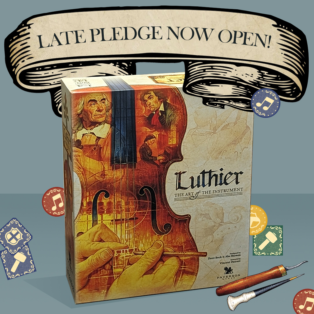 🎶 Did you miss the #Luthier Kickstarter? Don’t worry—you can still join the ensemble! Our late pledge is now open, with a chance to bring this musical masterpiece to your collection. 🎻✨ Secure your copy today! luthier.backerkit.com/survey_stores #BoardGame #LatePledge