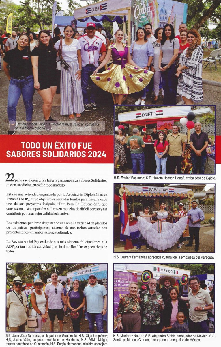 Revista Amici.pty pública información sobre la presencia de <a href="/EmbacubaP/">Embacuba Panamá</a> en dos importantes eventos celebrados en Ciudad Panamá en el primer semestre de 2024. #Cuba y #Panamá: una gran conexión.