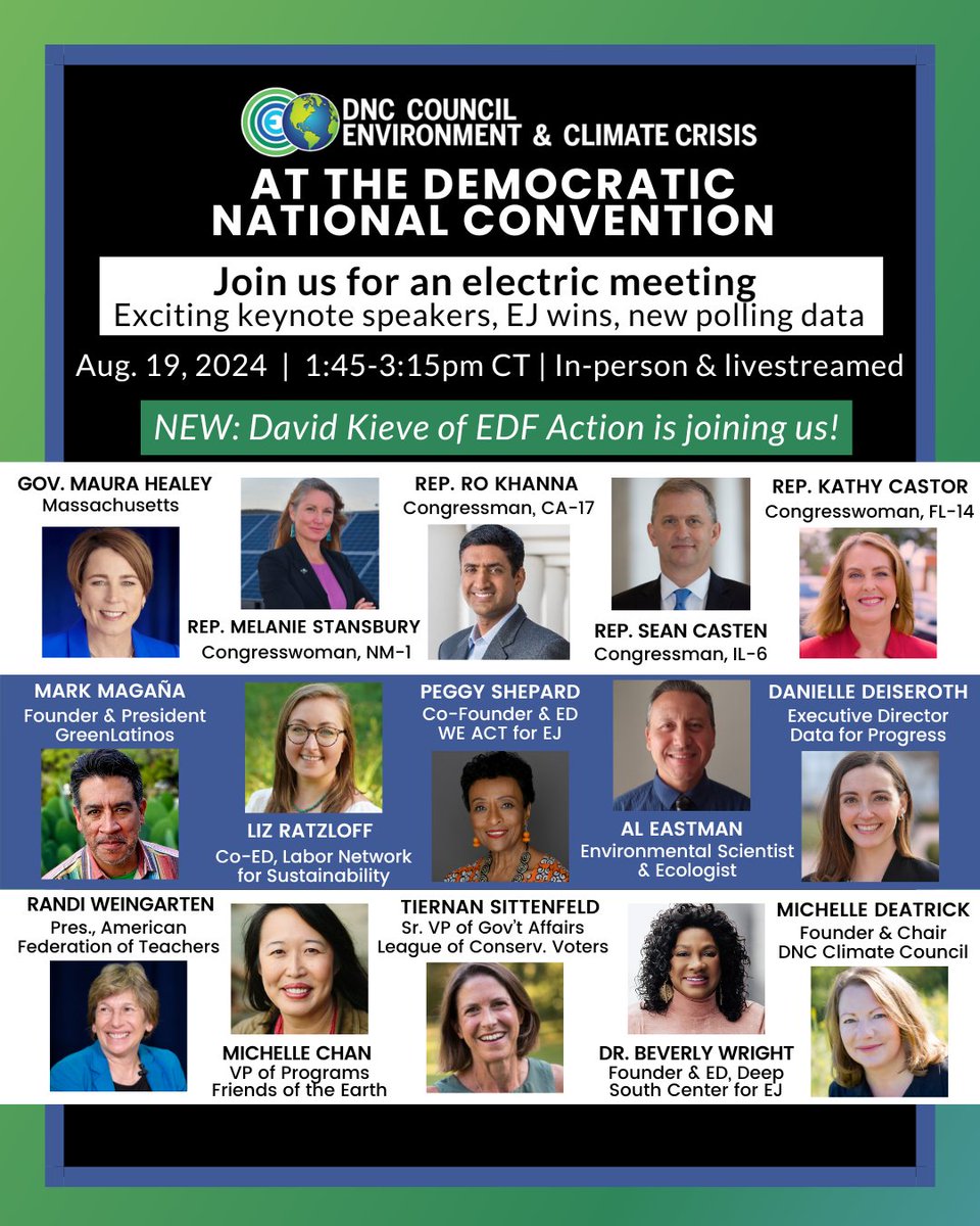 TODAY: LIVE from the Democratic National Convention: Our 1st meeting will begin at 1:45pm CT.

Our exciting program includes a celebration of the #InflationReductionAct's 2nd birthday, discussion on how to energize to win the upcoming election, and a special presentation on the