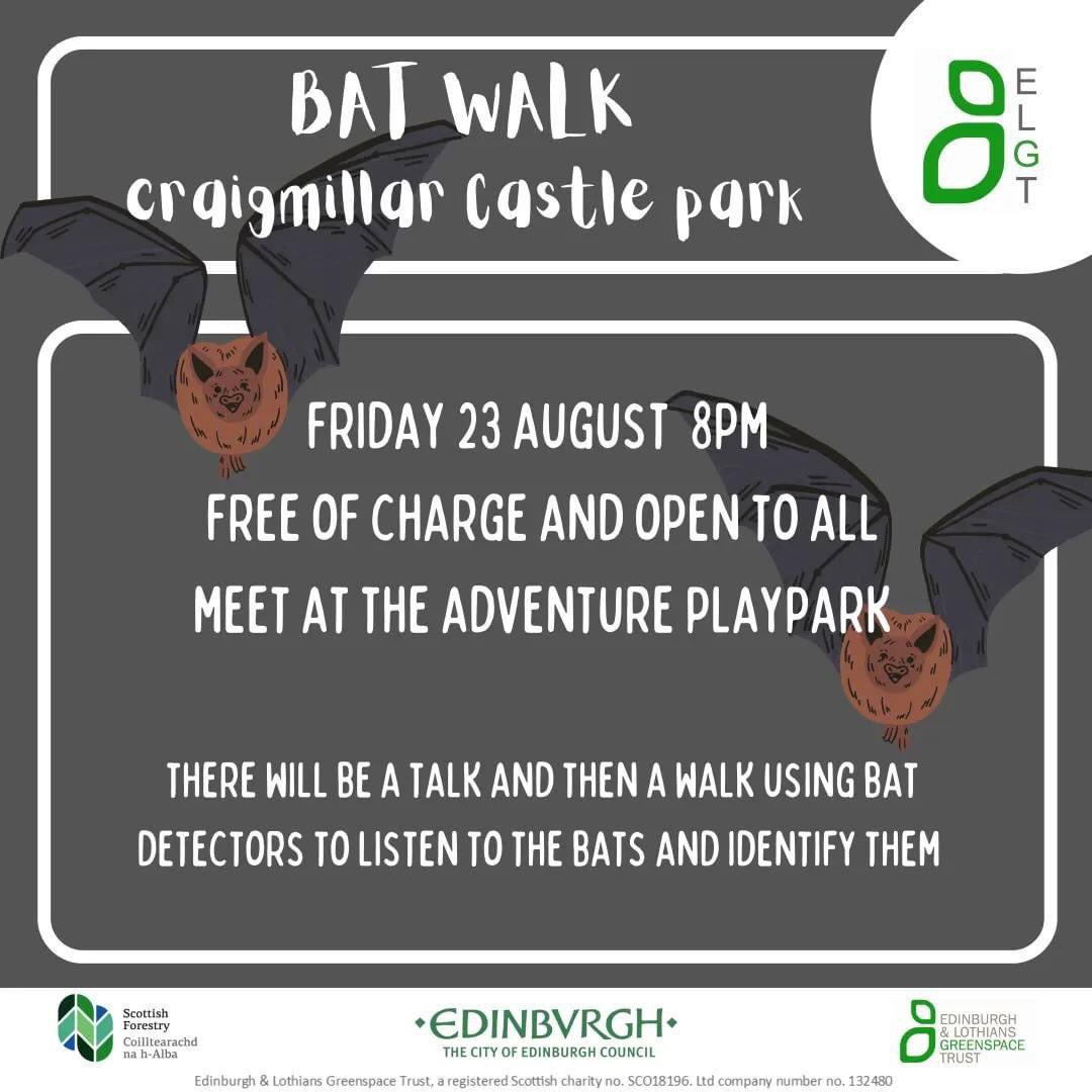 GW Ecology (@gwecology) on Twitter photo Am really looking forward to leading this FREE Bat Walk in Craigmillar Castle Park in Edinburgh on Friday. If you are in the area & want to find out all about bats as well as listening to their calls on a bat detector then why not come along!
<a href="/_BCT_/">Bat Conservation Trust</a> <a href="/greenspacetrust/">Edinburgh & Lothians Greenspace Trust</a> <a href="/Edinburgh_CC/">The City of Edinburgh Council</a> Am really looking forward to leading this FREE Bat Walk in Craigmillar Castle Park in Edinburgh on Friday. If you are in the area & want to find out all about bats as well as listening to their calls on a bat detector then why not come along!
<a href="/_BCT_/">Bat Conservation Trust</a> <a href="/greenspacetrust/">Edinburgh & Lothians Greenspace Trust</a> <a href="/Edinburgh_CC/">The City of Edinburgh Council</a>